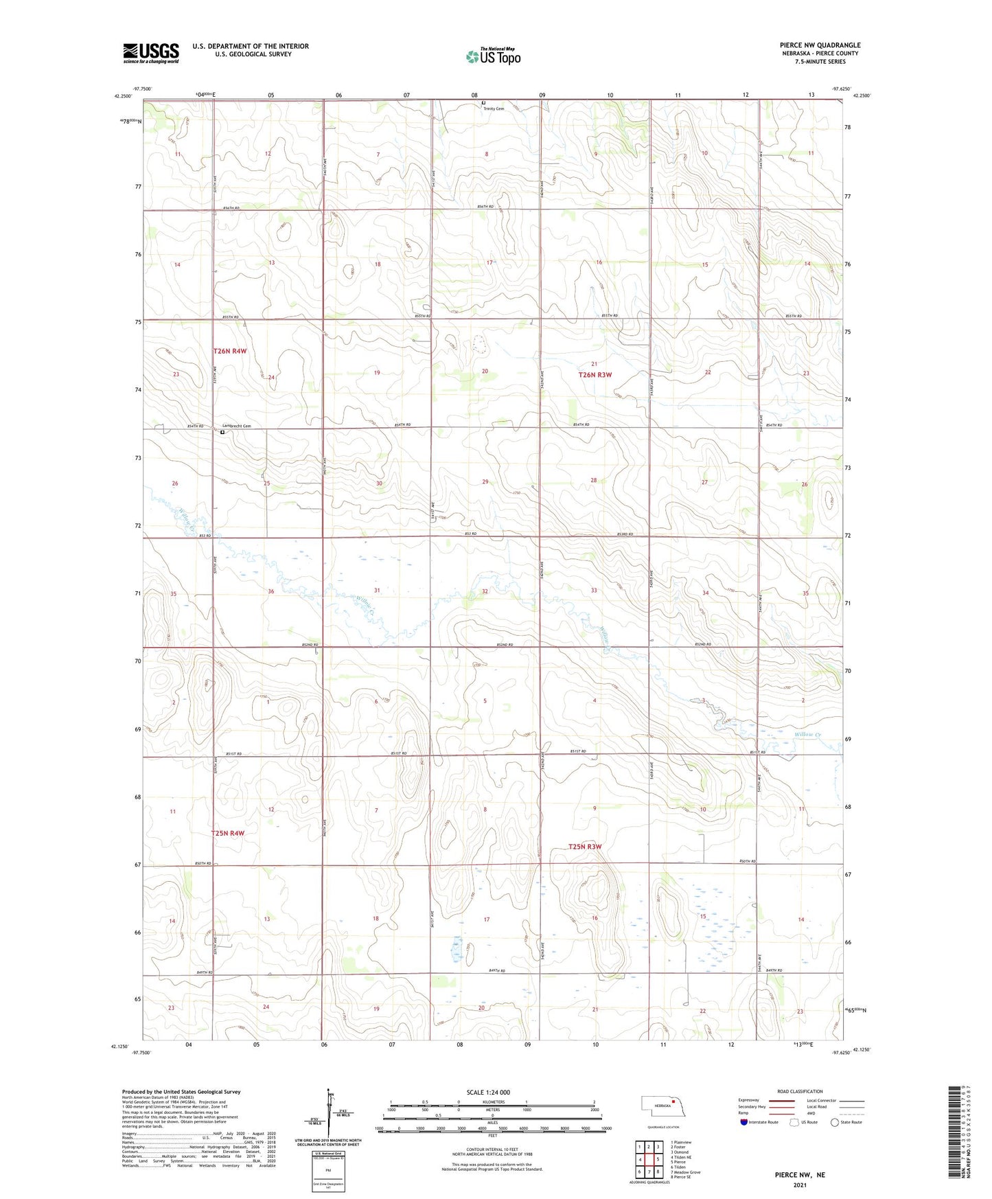 Pierce NW Nebraska US Topo Map Image