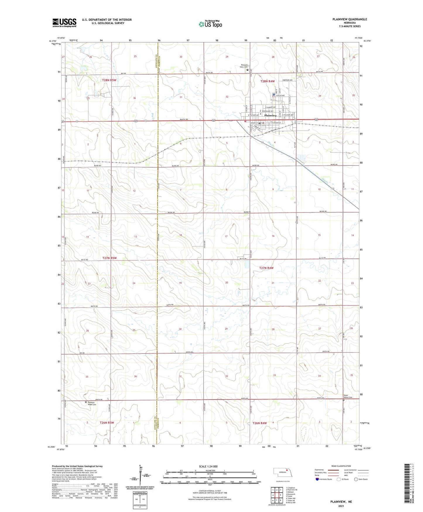 Plainview Nebraska US Topo Map Image
