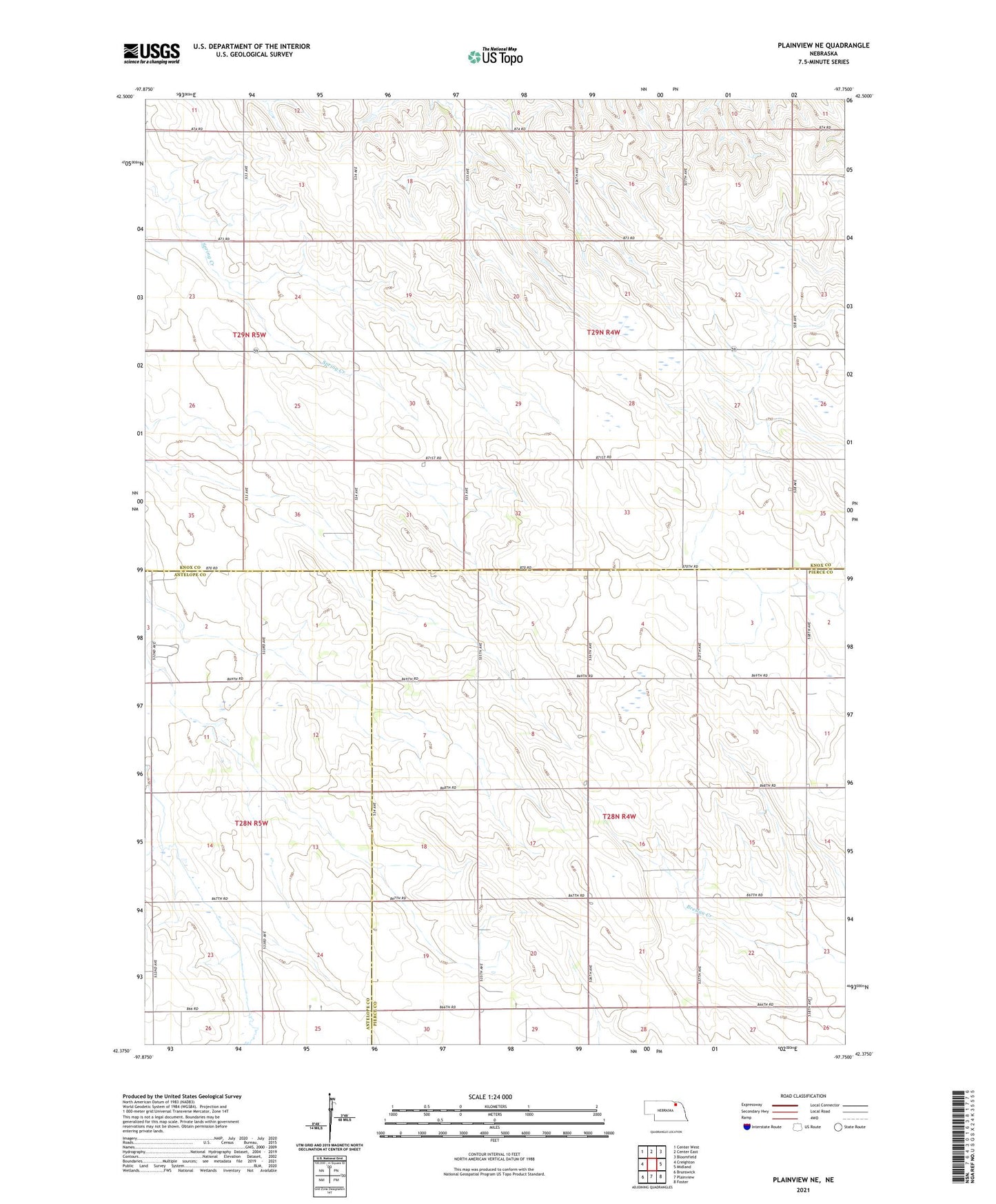 Plainview NE Nebraska US Topo Map Image