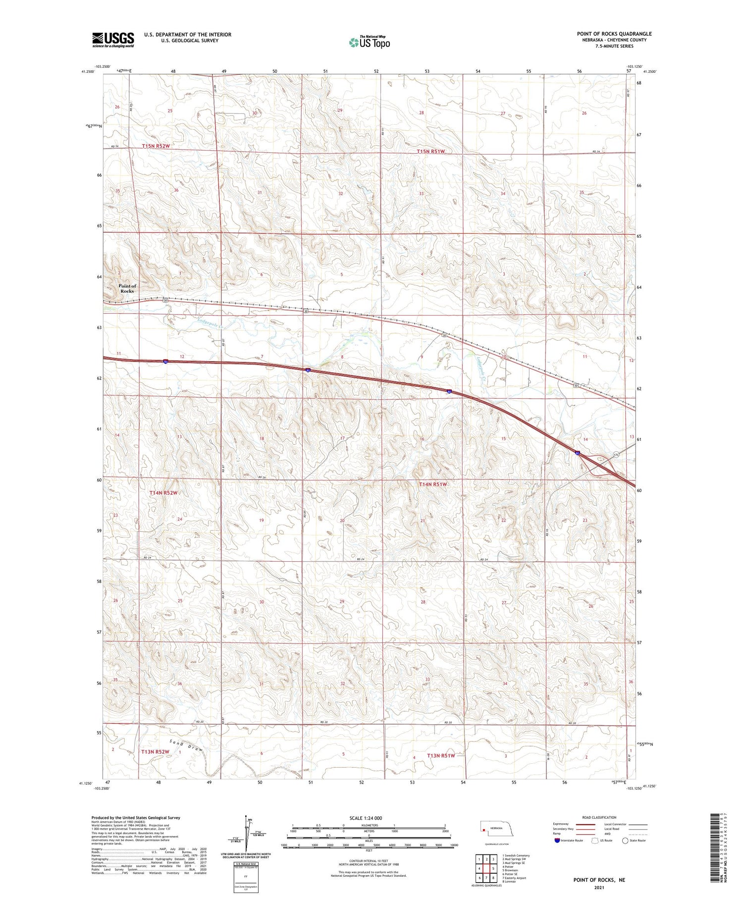 Point of Rocks Nebraska US Topo Map Image