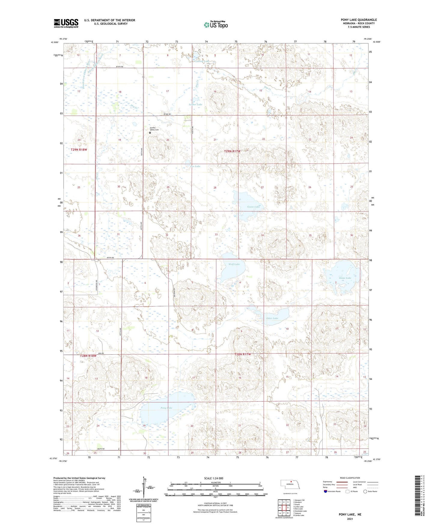 Pony Lake Nebraska US Topo Map Image