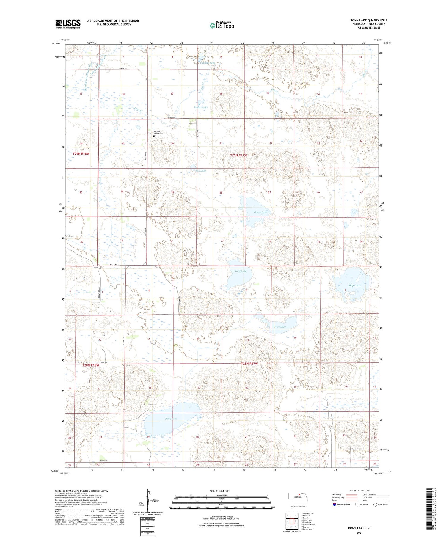 Pony Lake Nebraska US Topo Map Image