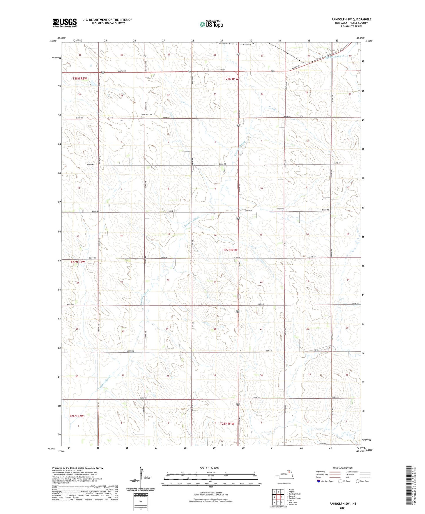 Randolph SW Nebraska US Topo Map Image