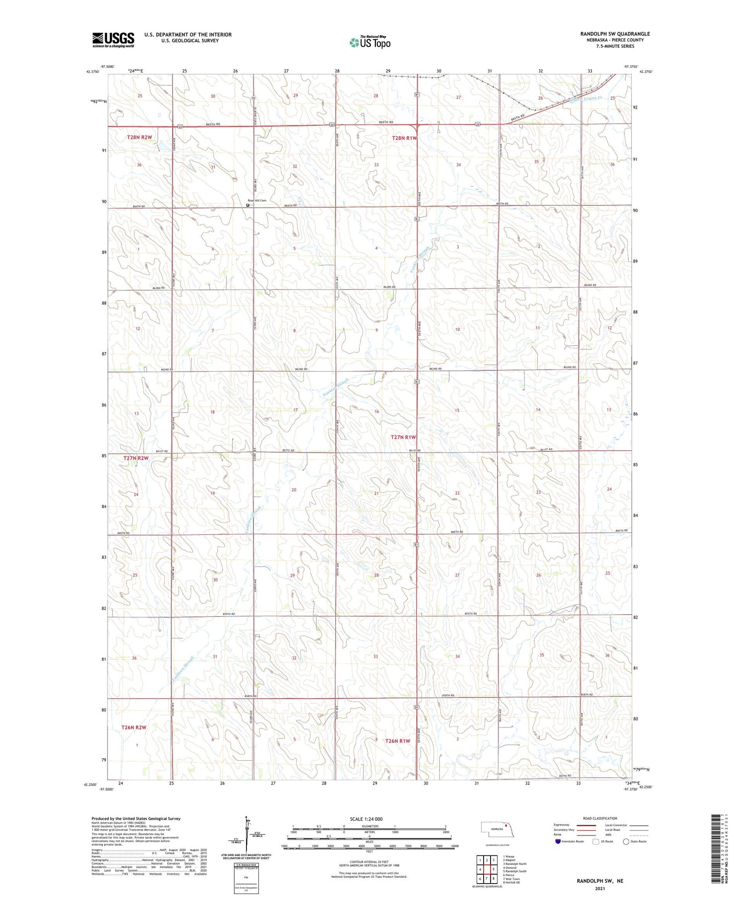 Randolph SW Nebraska US Topo Map Image