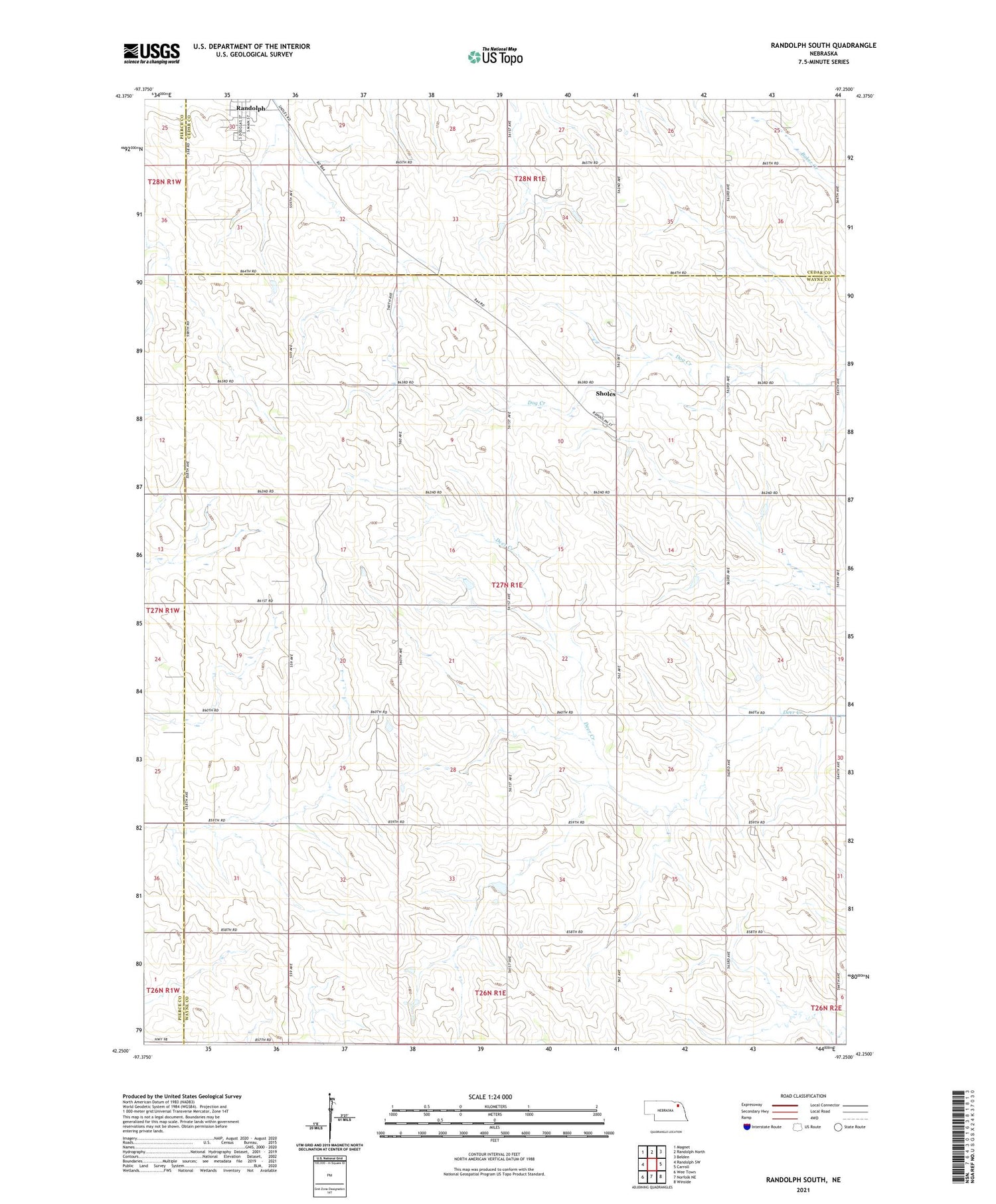 Randolph South Nebraska US Topo Map Image