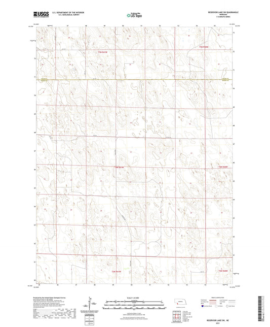 Reservoir Lake SW Nebraska US Topo Map Image