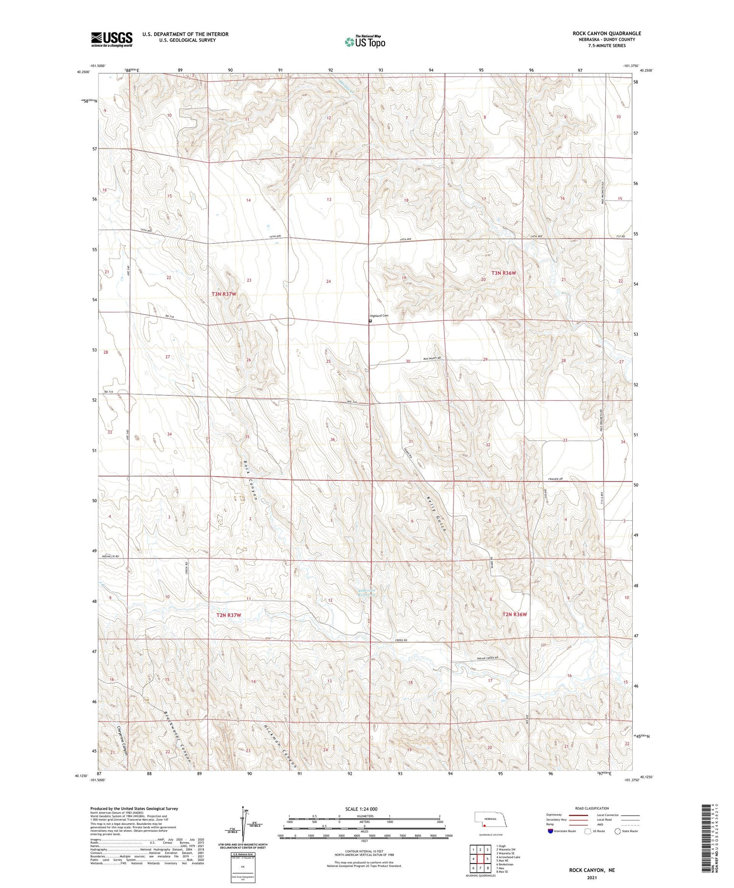 Rock Canyon Nebraska US Topo Map Image