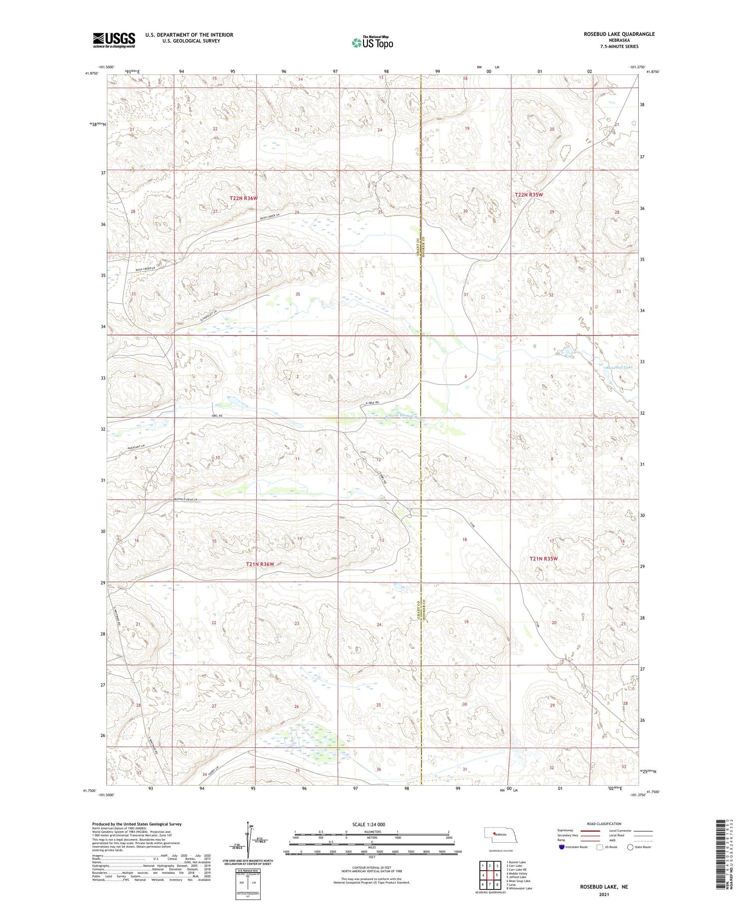 Rosebud Lake Nebraska US Topo Map Image