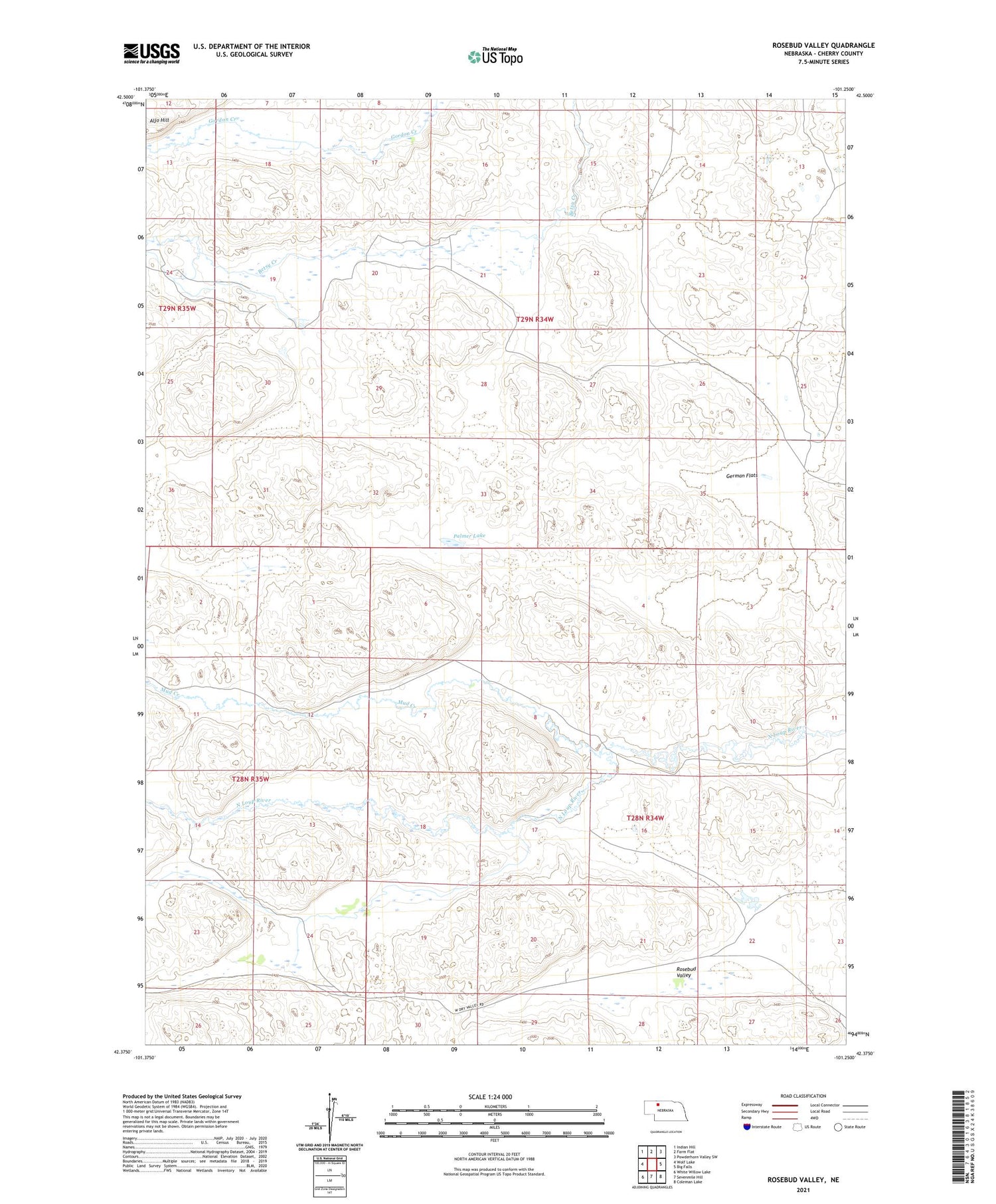 Rosebud Valley Nebraska US Topo Map Image