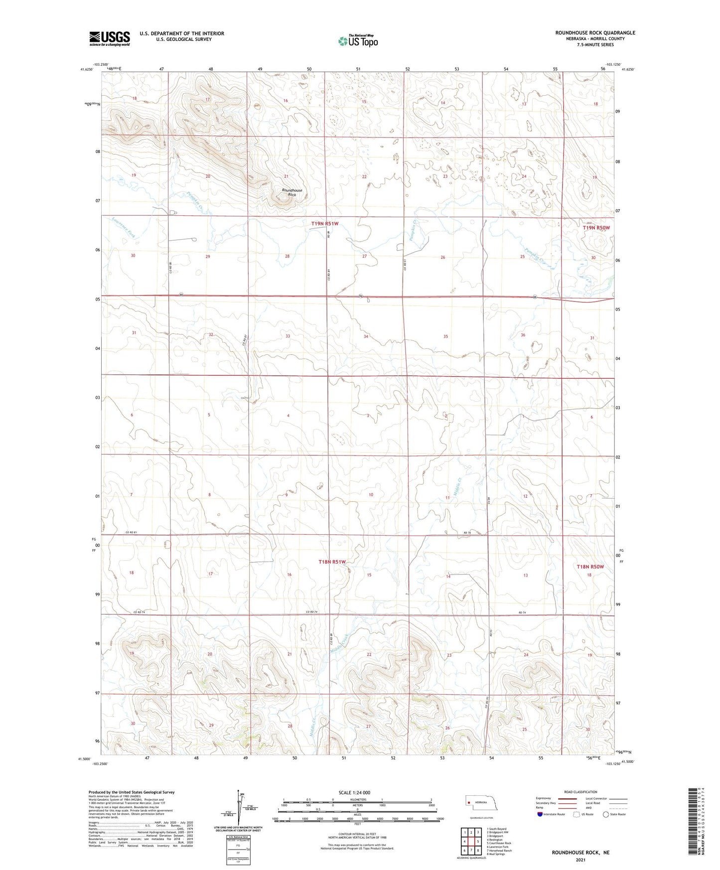 Roundhouse Rock Nebraska US Topo Map Image