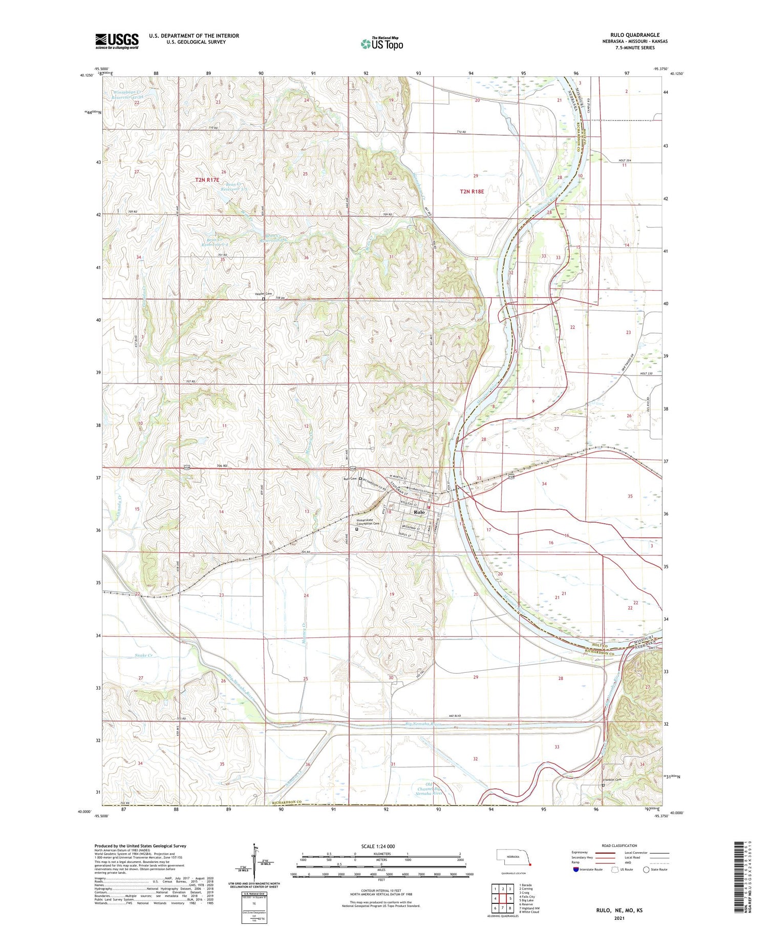 Rulo Nebraska US Topo Map Image