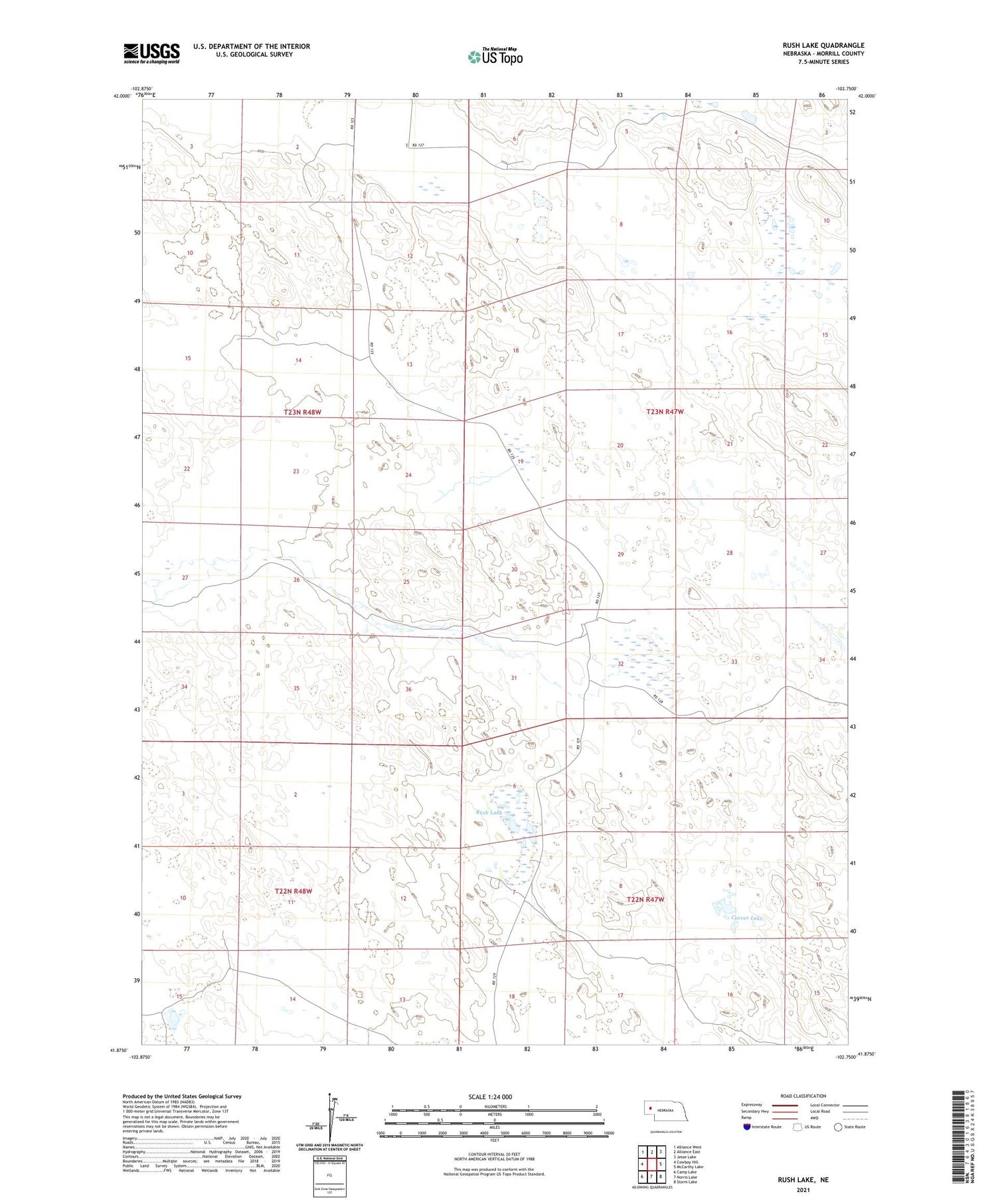 Rush Lake Nebraska US Topo Map Image