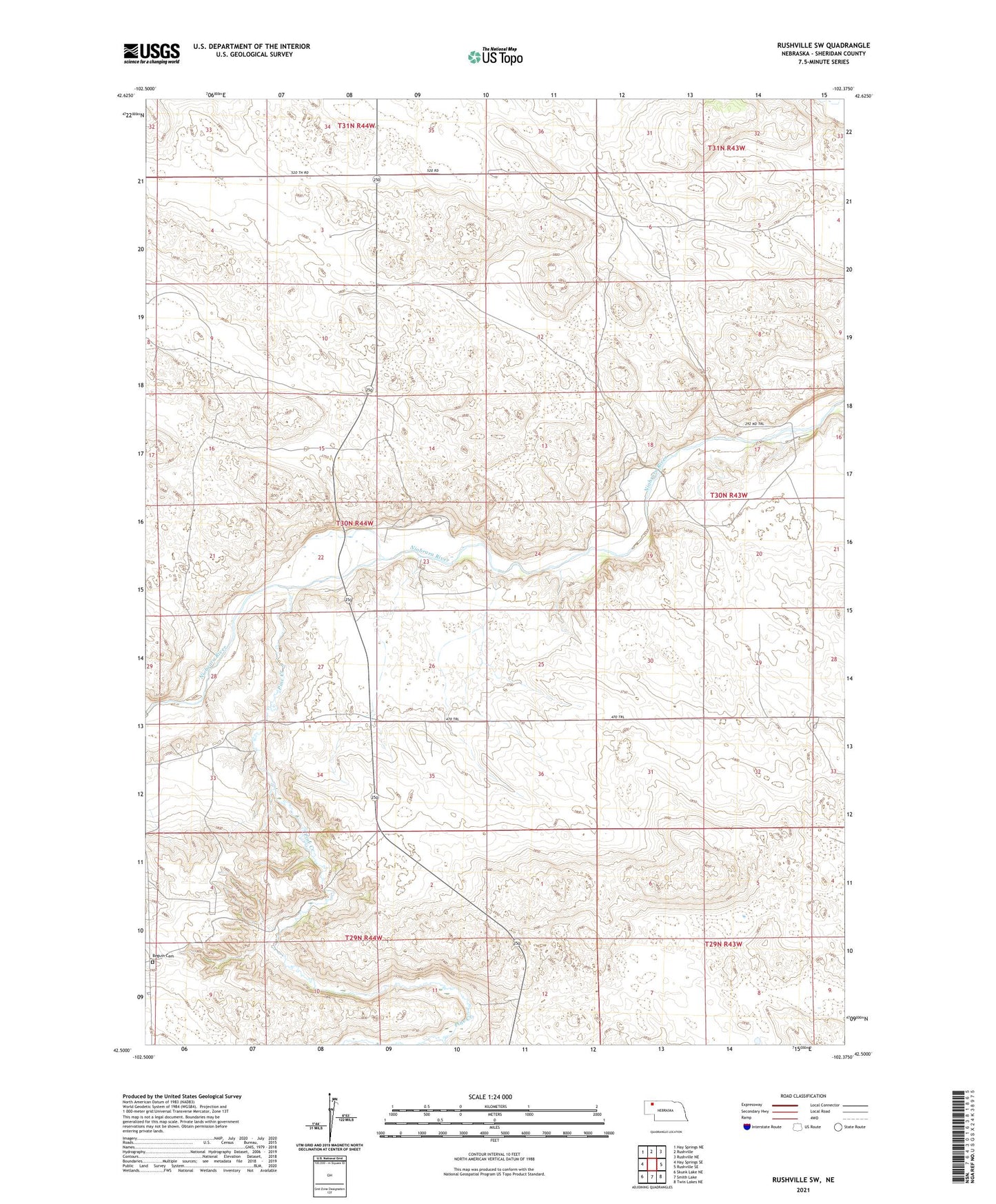 Rushville SW Nebraska US Topo Map Image