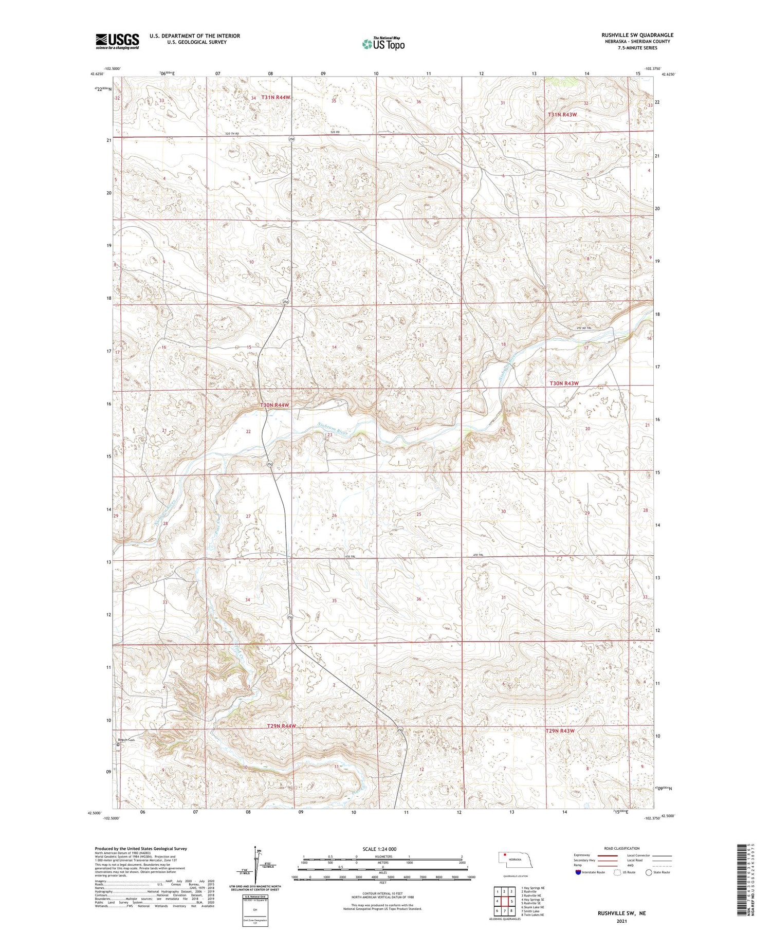 Rushville SW Nebraska US Topo Map Image