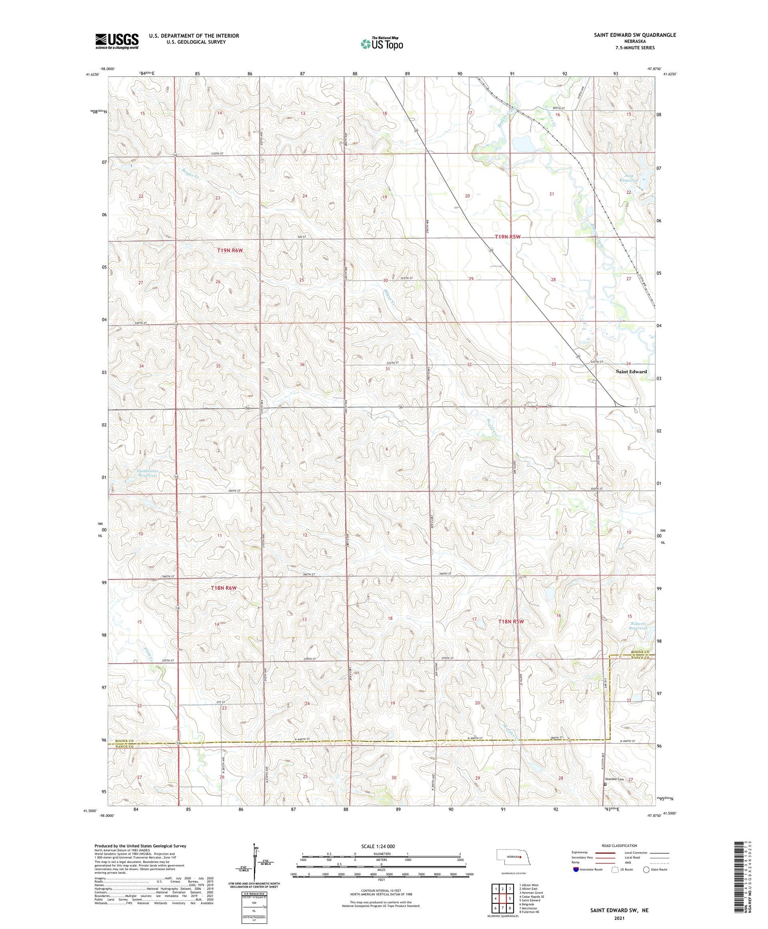 Saint Edward SW Nebraska US Topo Map Image