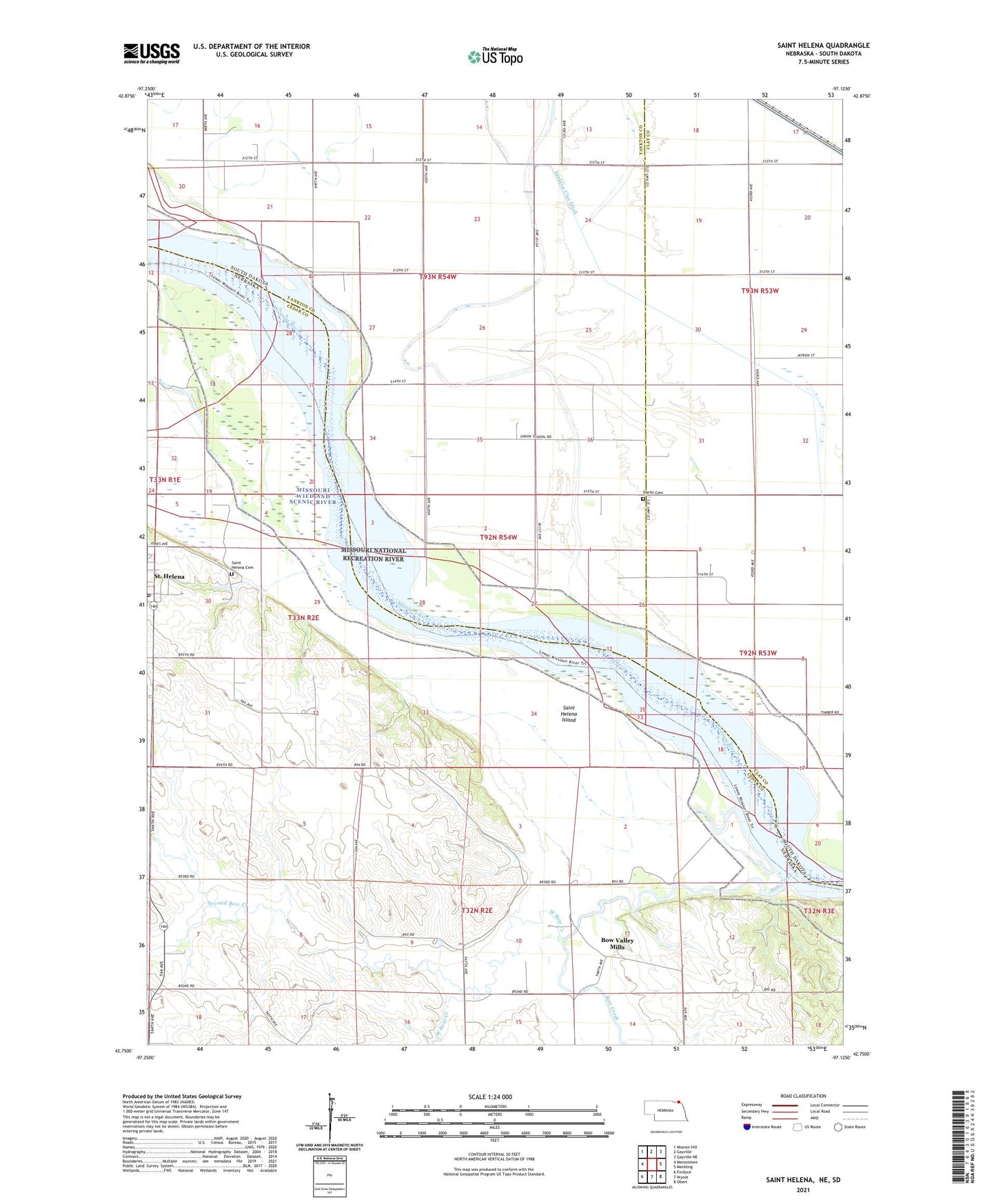 Saint Helena Nebraska US Topo Map Image