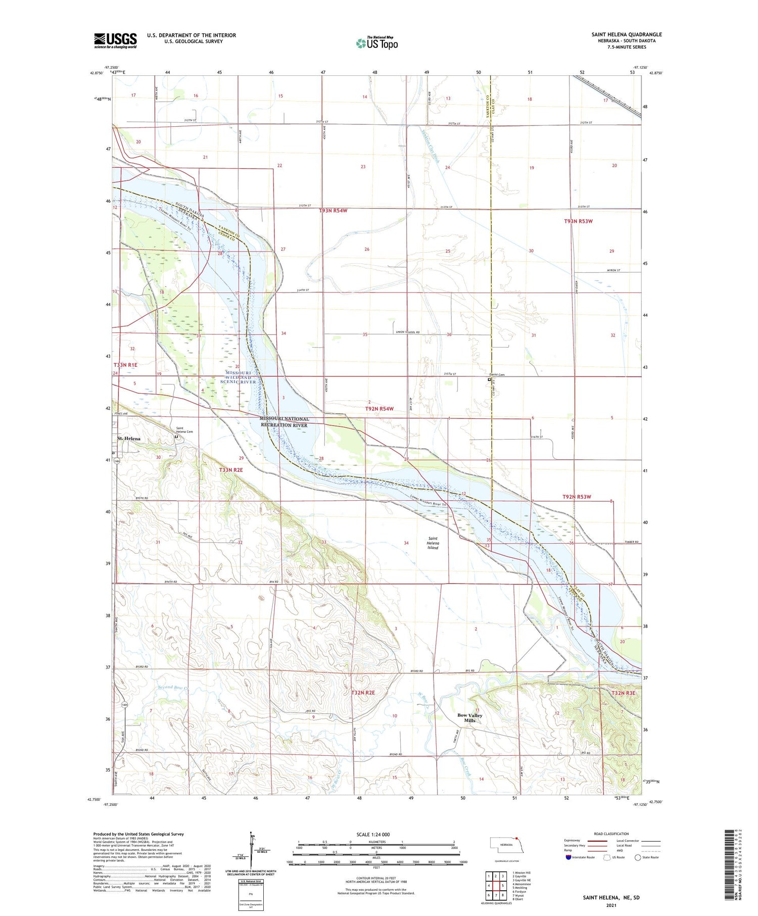 Saint Helena Nebraska US Topo Map Image