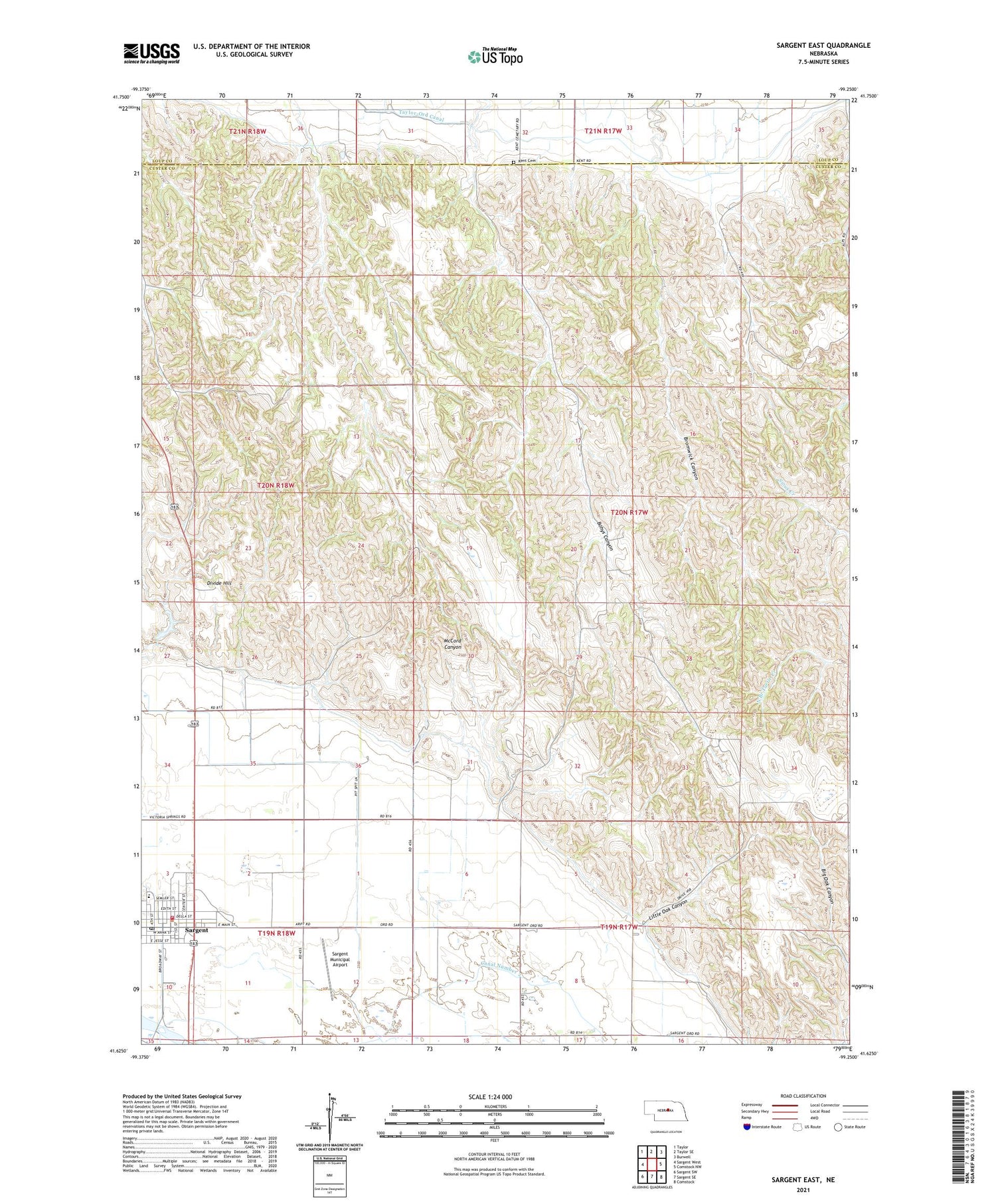 Sargent East Nebraska US Topo Map Image