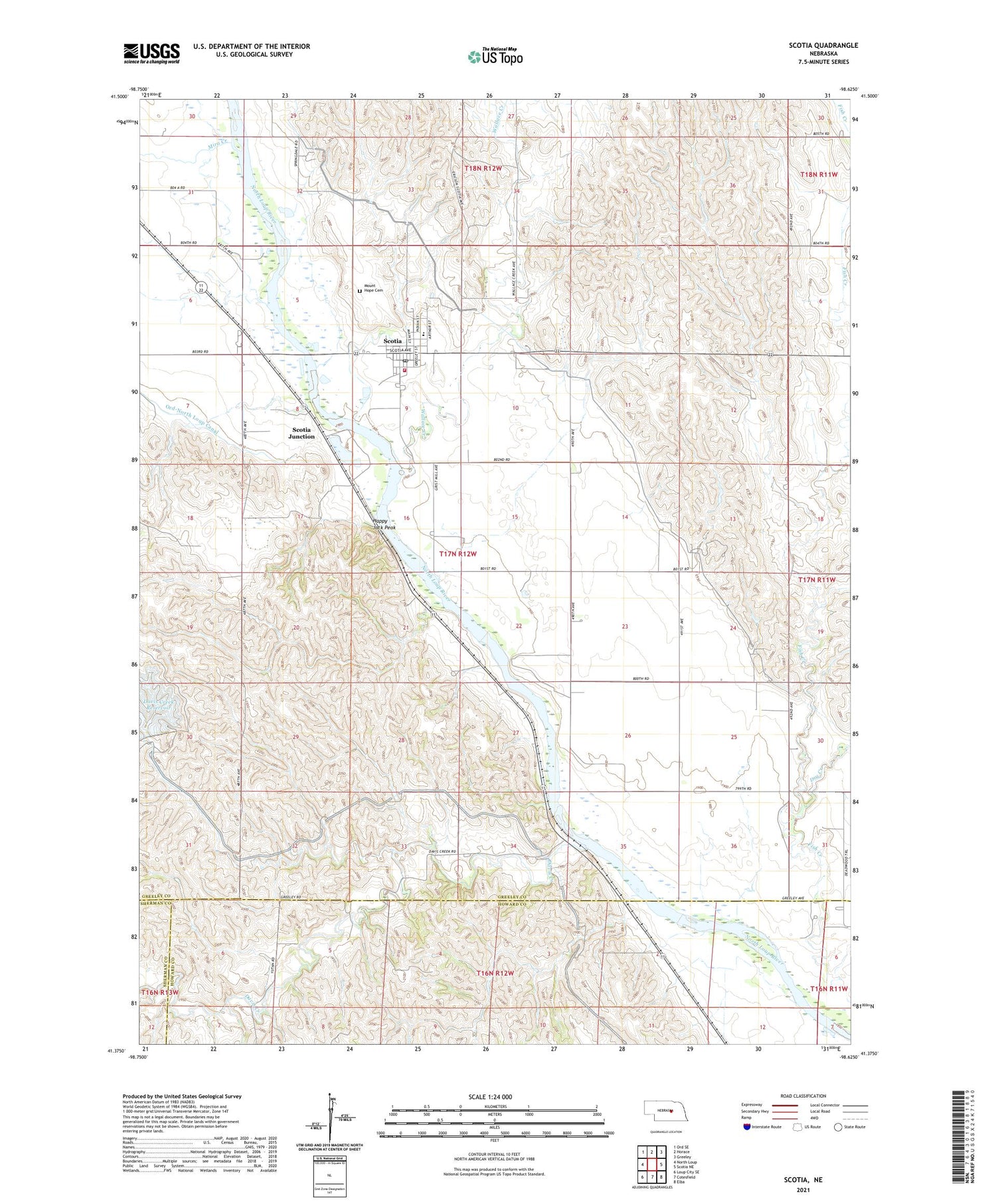 Scotia Nebraska US Topo Map Image