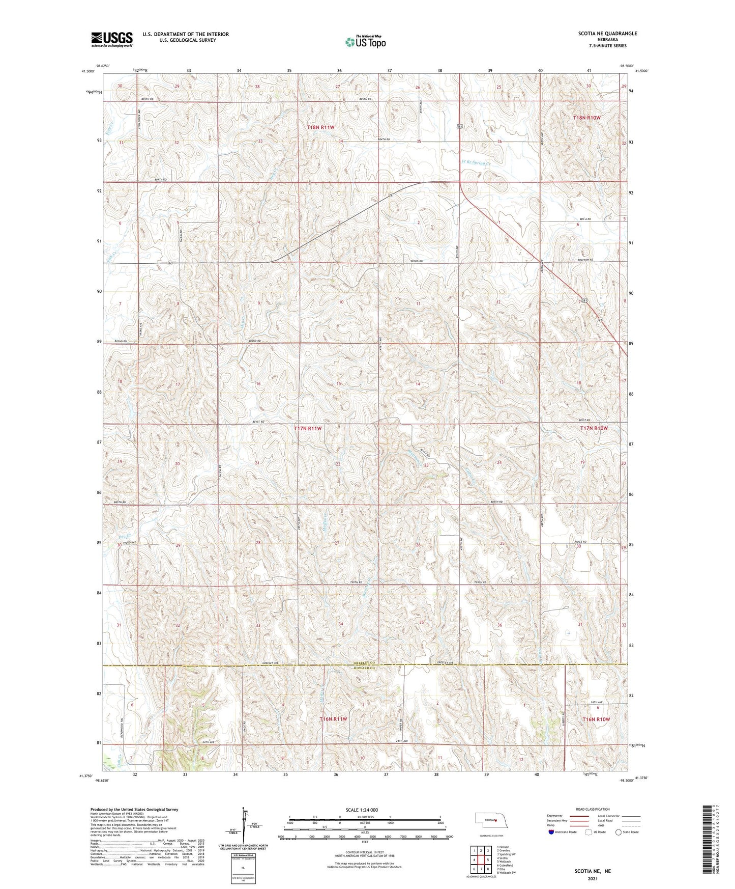 Scotia NE Nebraska US Topo Map Image