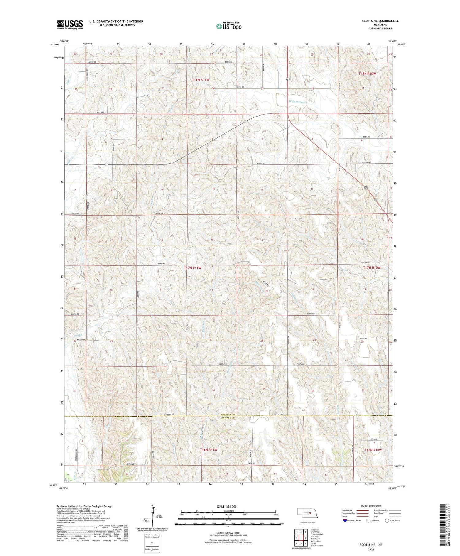 Scotia NE Nebraska US Topo Map Image