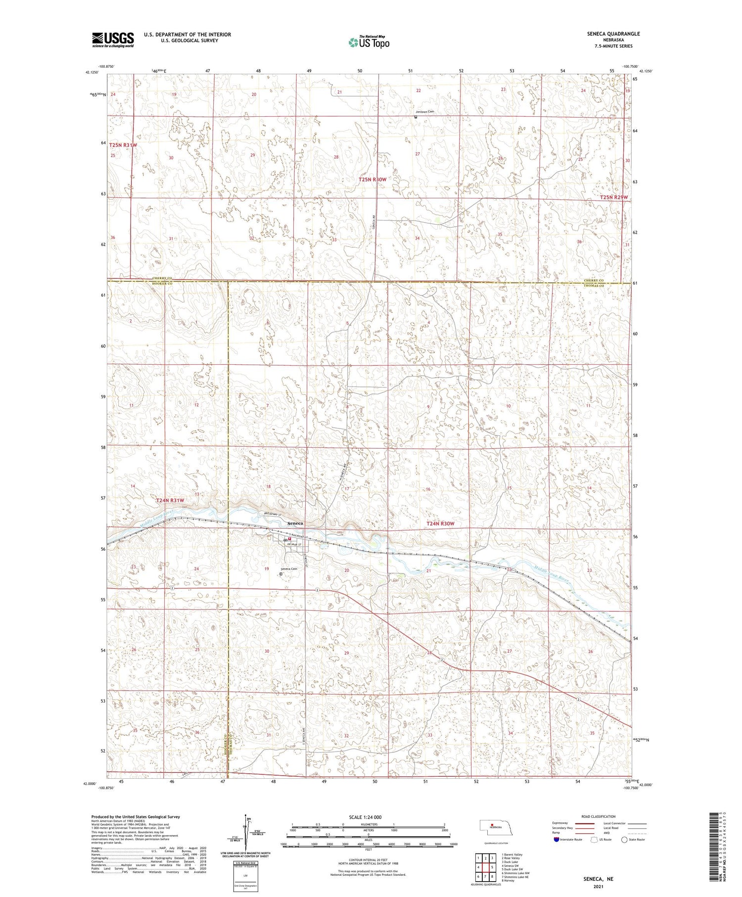 Seneca Nebraska US Topo Map Image