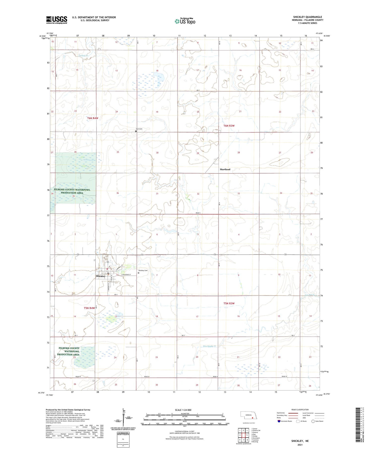 Shickley Nebraska US Topo Map Image