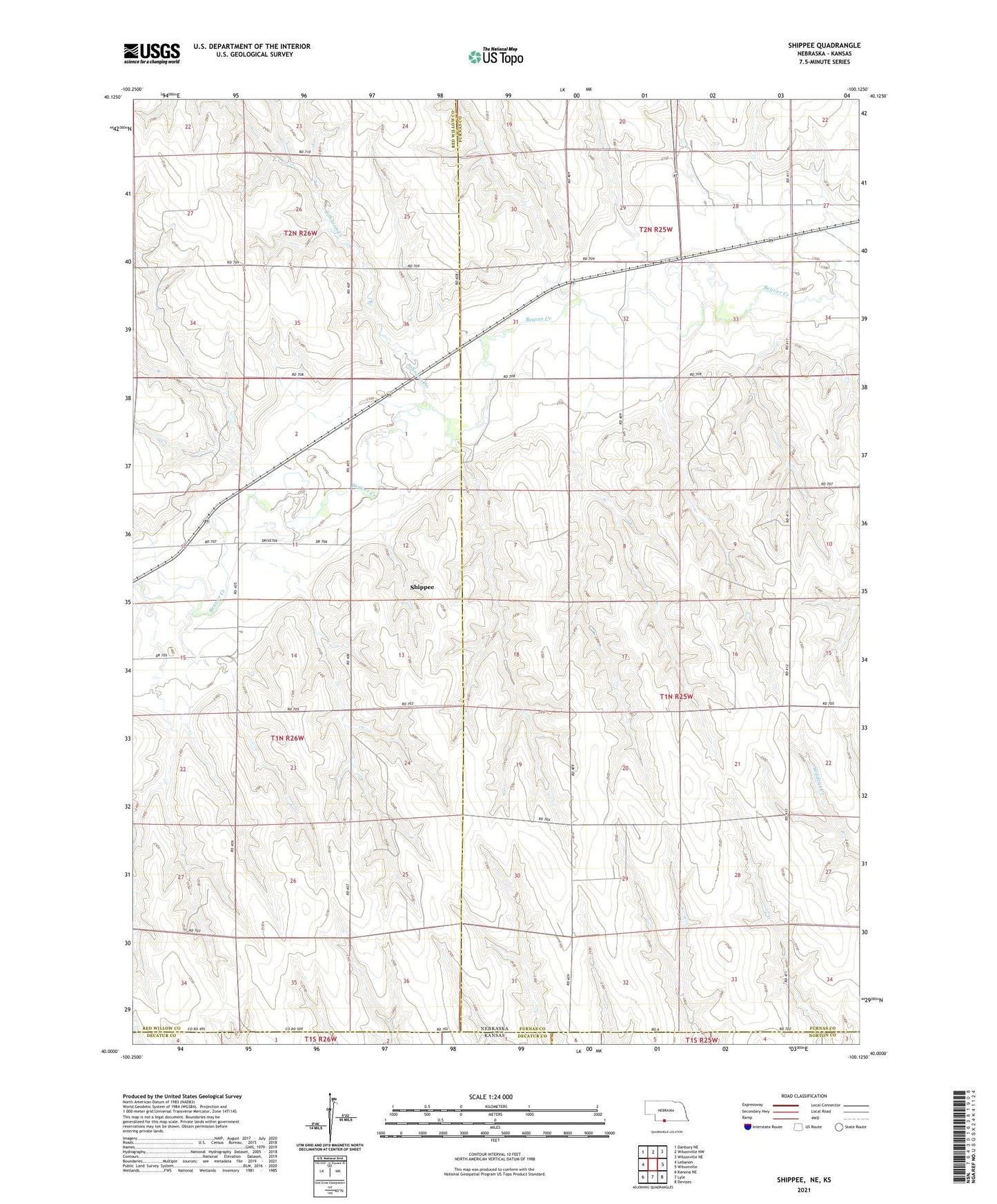 Shippee Nebraska US Topo Map Image