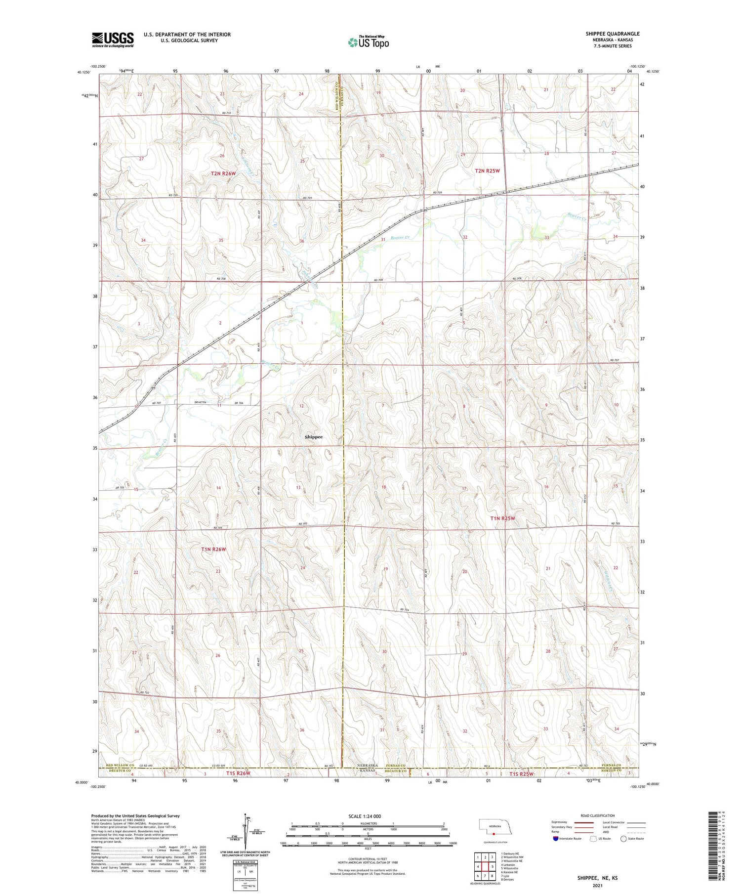 Shippee Nebraska US Topo Map Image