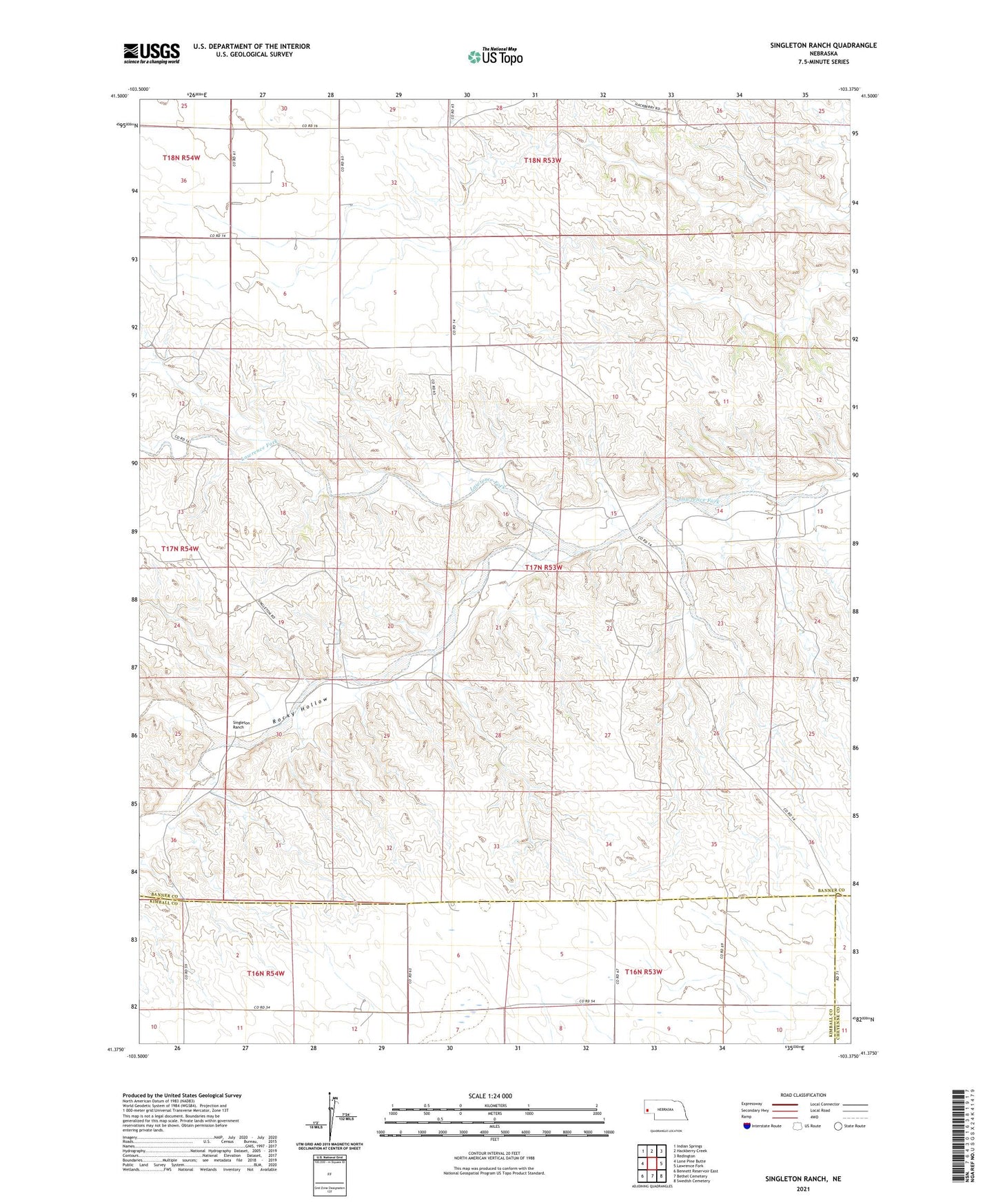 Singleton Ranch Nebraska US Topo Map Image