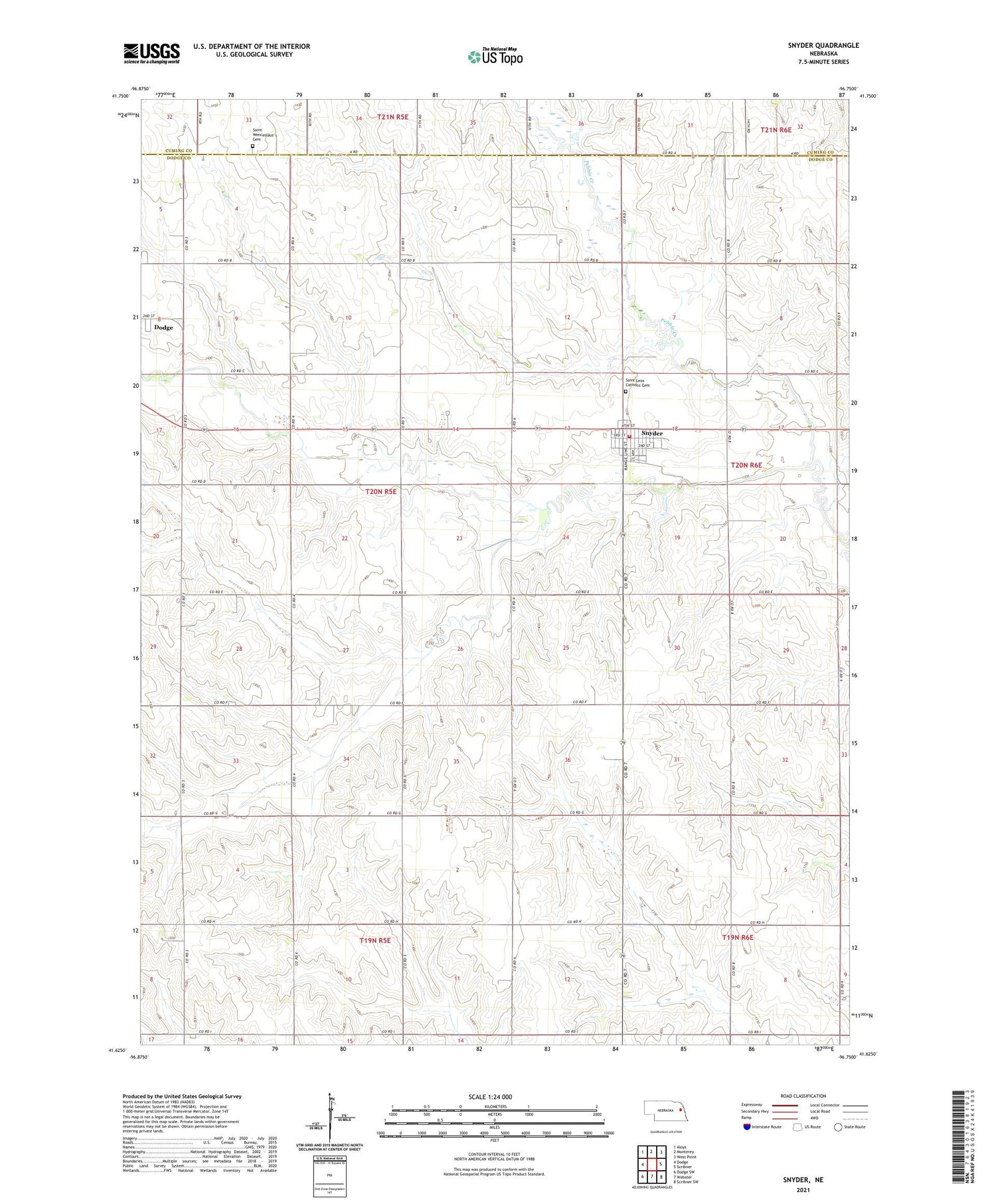 Snyder Nebraska US Topo Map Image