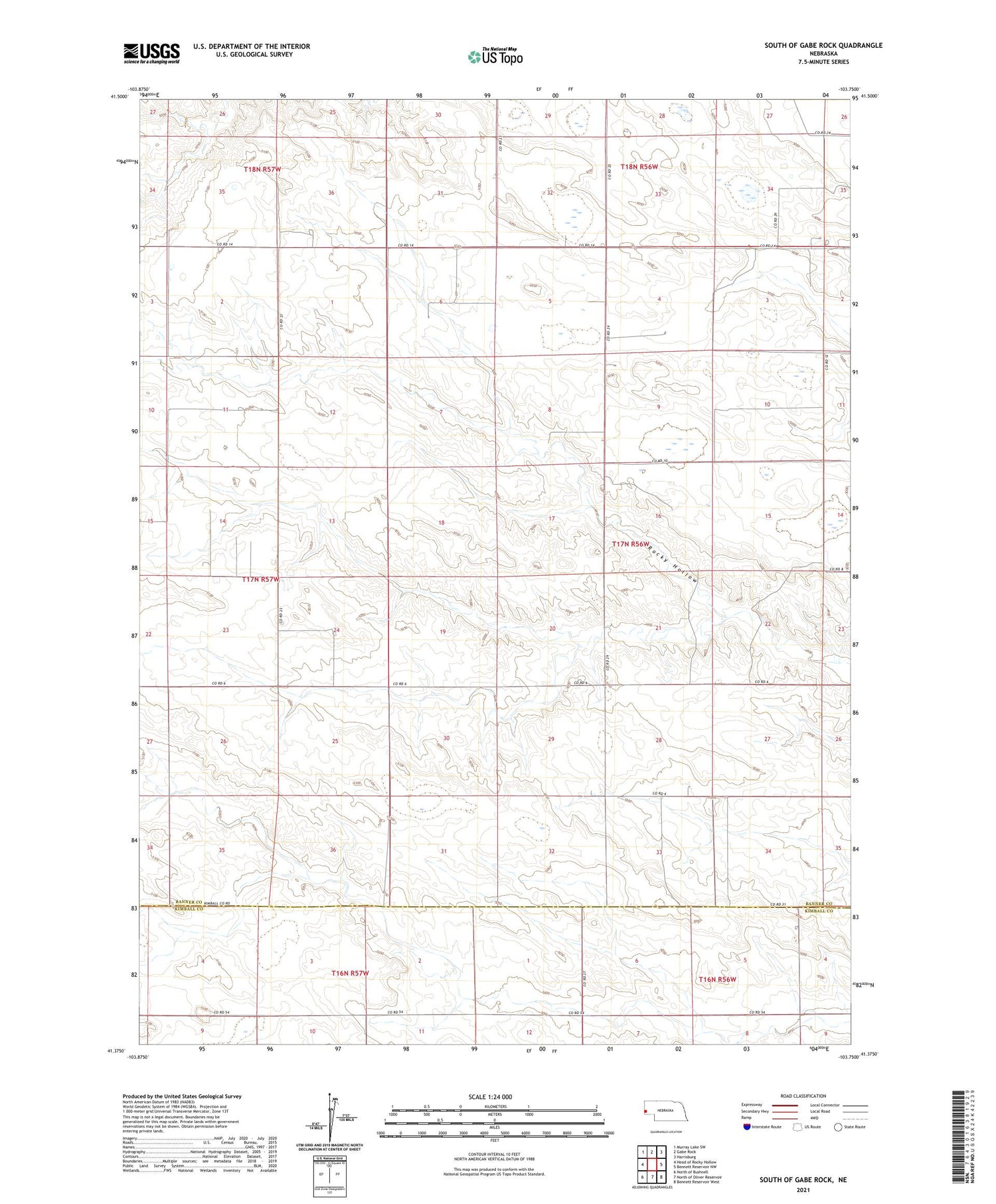 South of Gabe Rock Nebraska US Topo Map Image