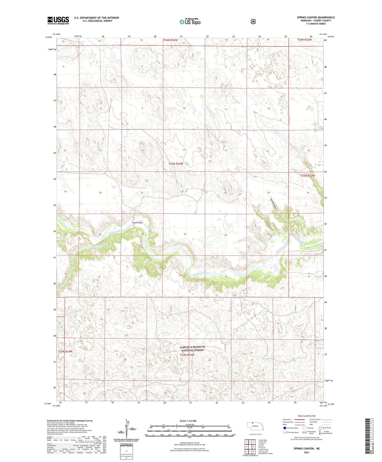 Spring Canyon Nebraska US Topo Map Image