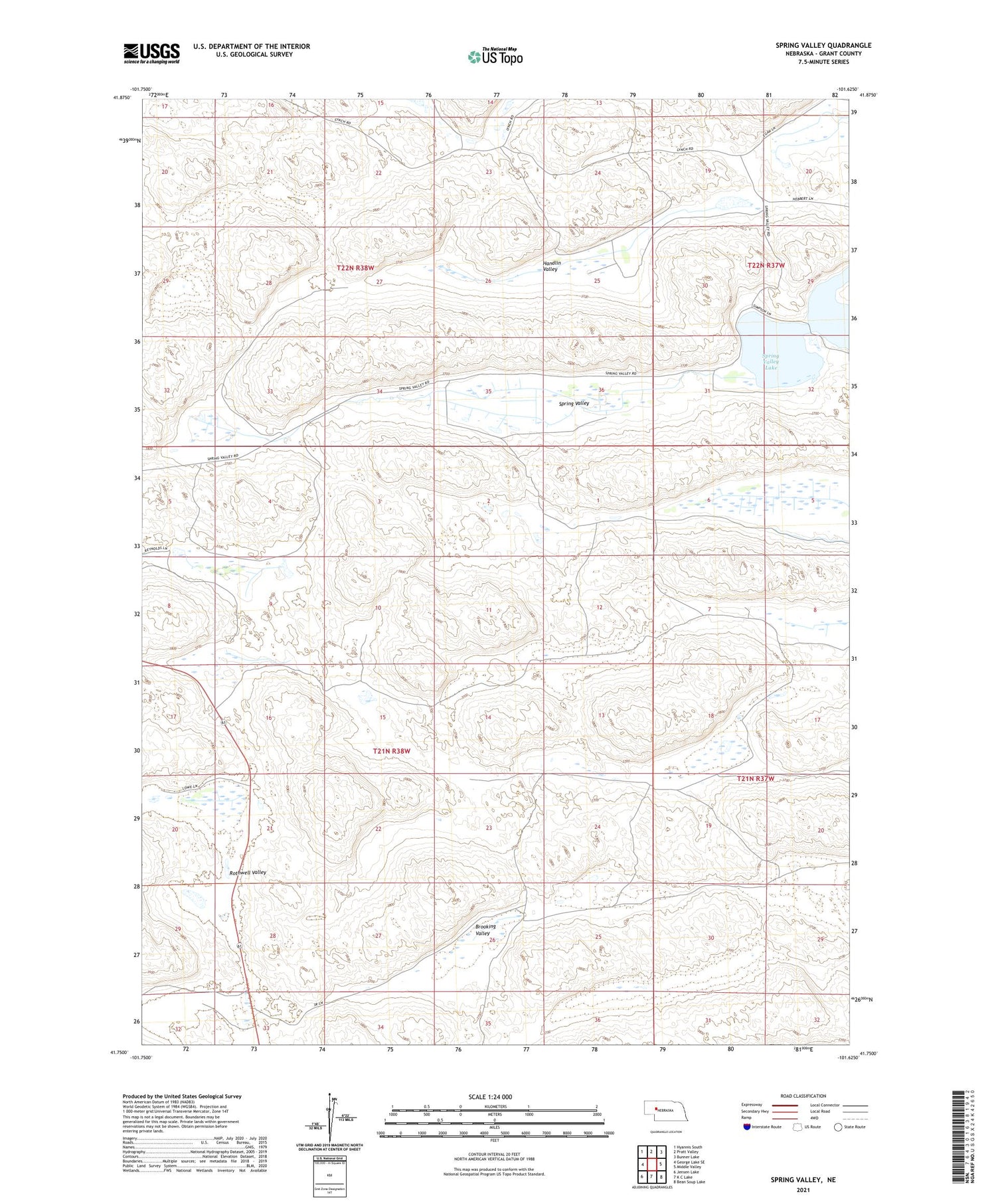 Spring Valley Nebraska US Topo Map Image