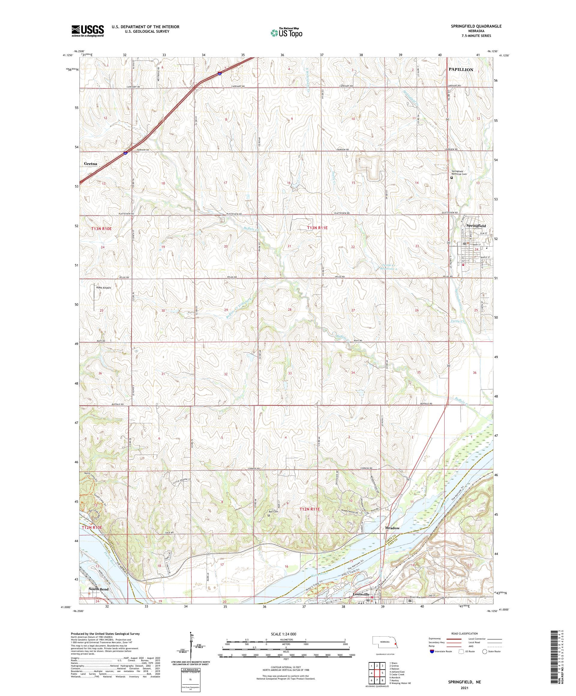 Springfield Nebraska US Topo Map – MyTopo Map Store