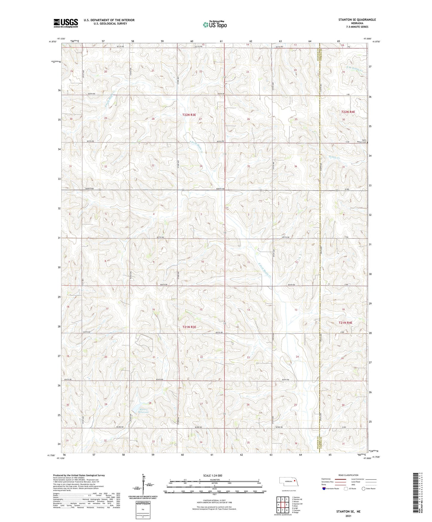 Stanton SE Nebraska US Topo Map Image