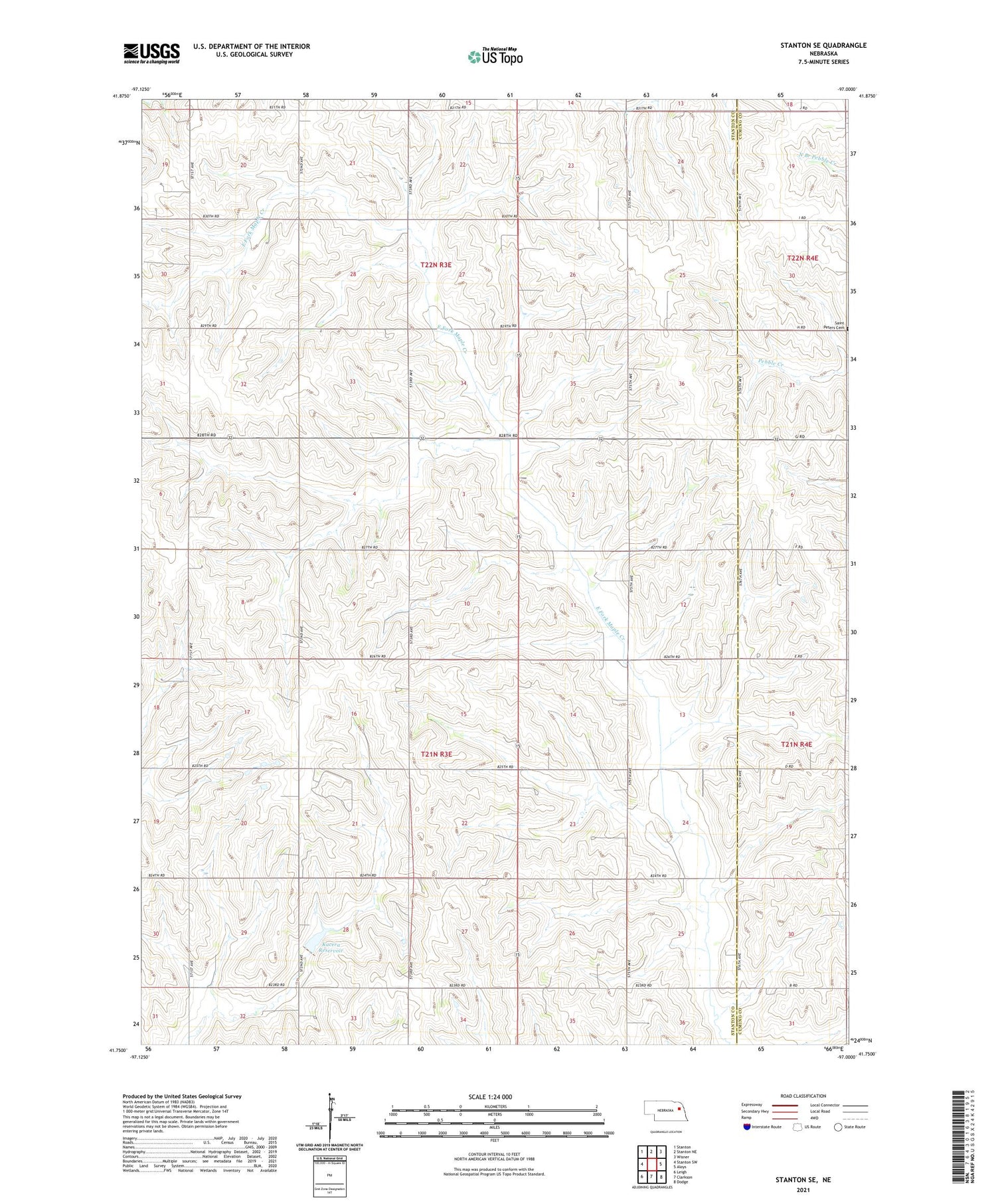 Stanton SE Nebraska US Topo Map Image