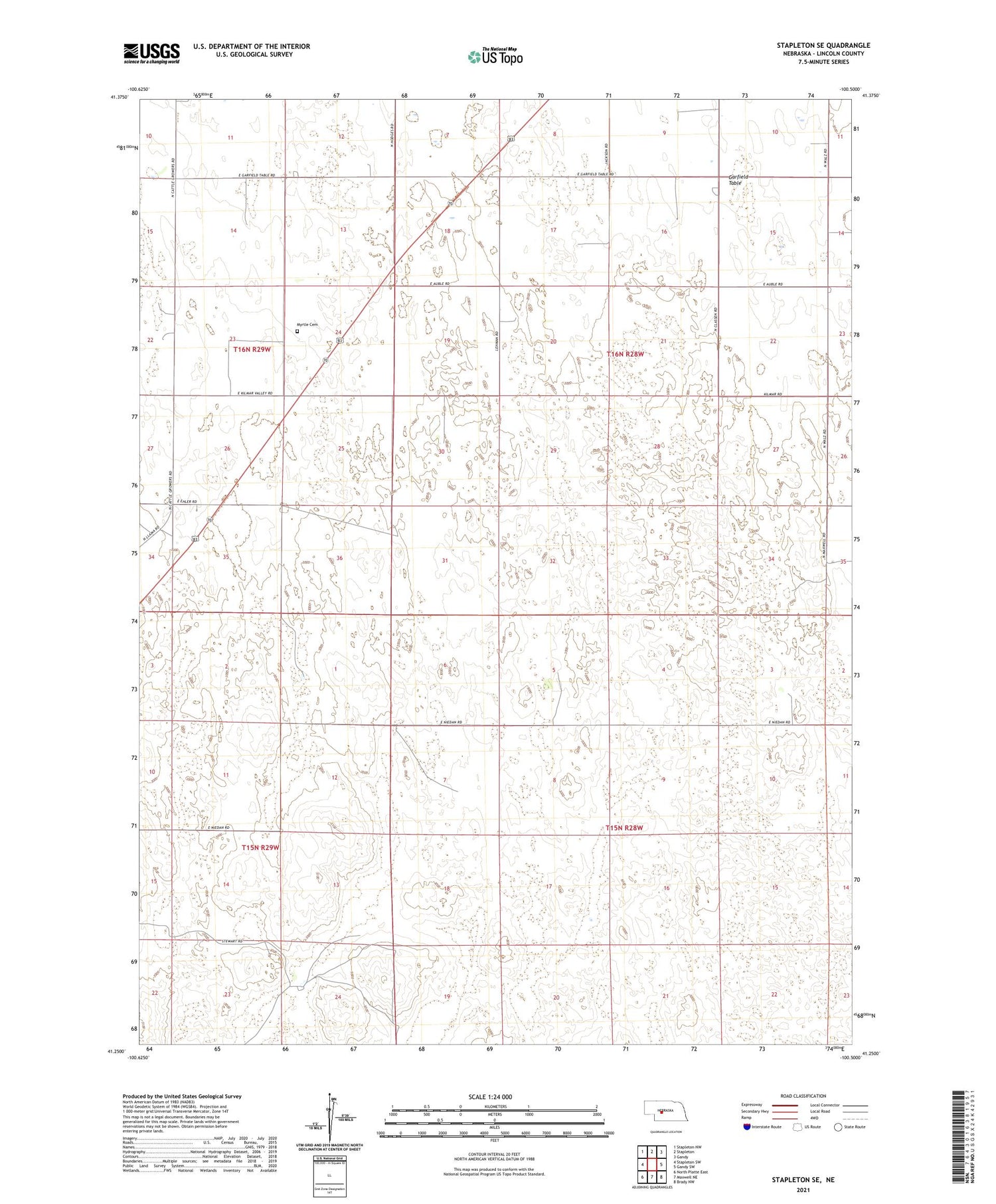 Stapleton SE Nebraska US Topo Map Image