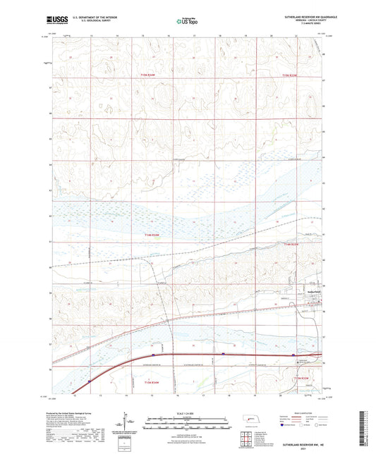 Sutherland Reservoir NW Nebraska US Topo Map Image