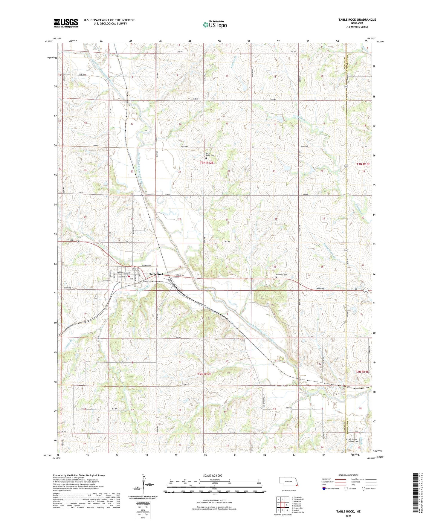 Table Rock Nebraska US Topo Map Image