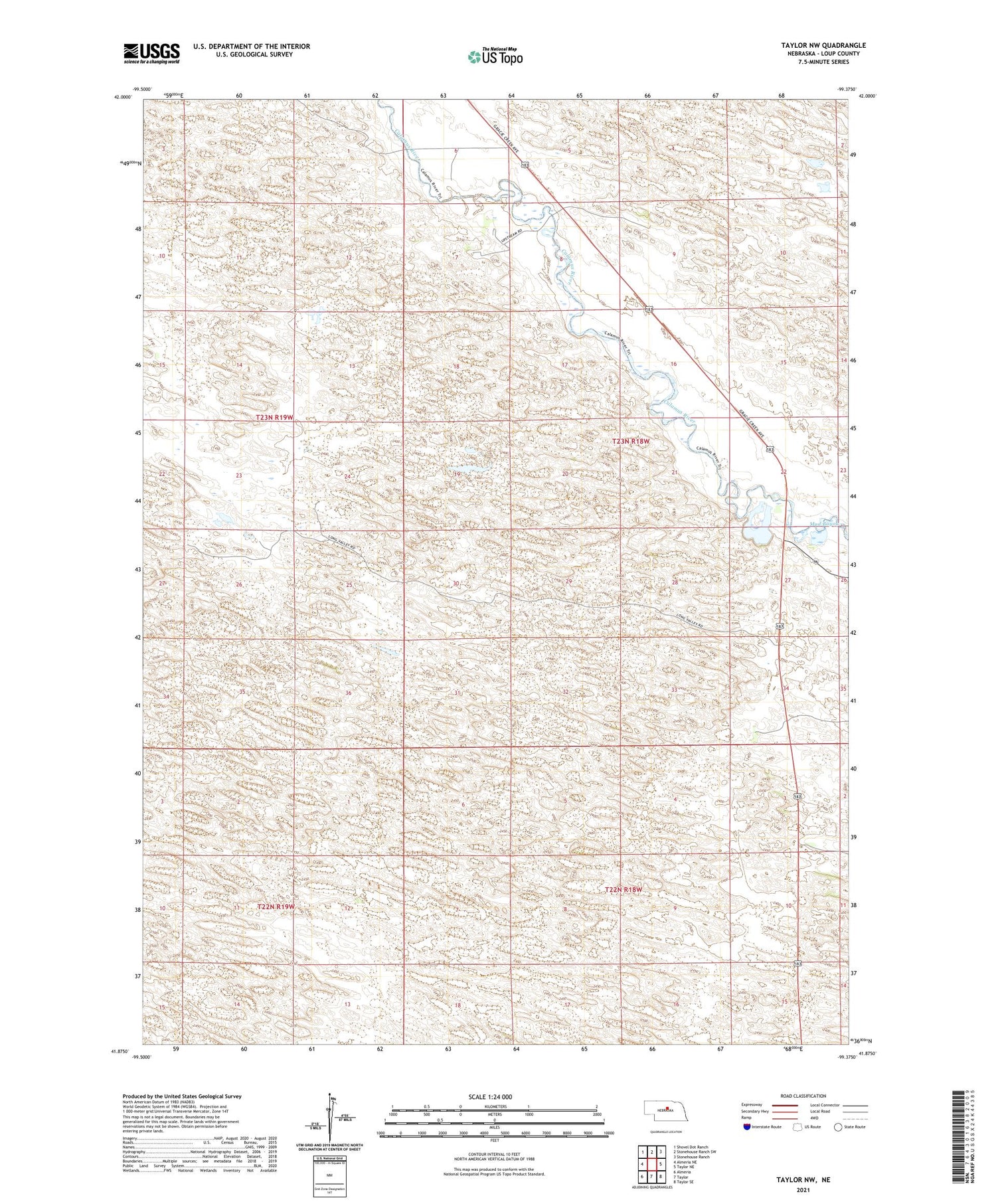 Taylor NW Nebraska US Topo Map Image