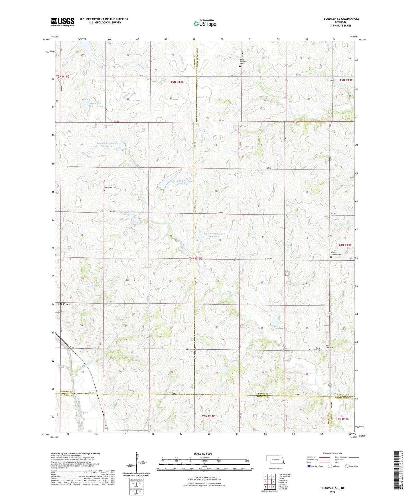 Tecumseh SE Nebraska US Topo Map Image