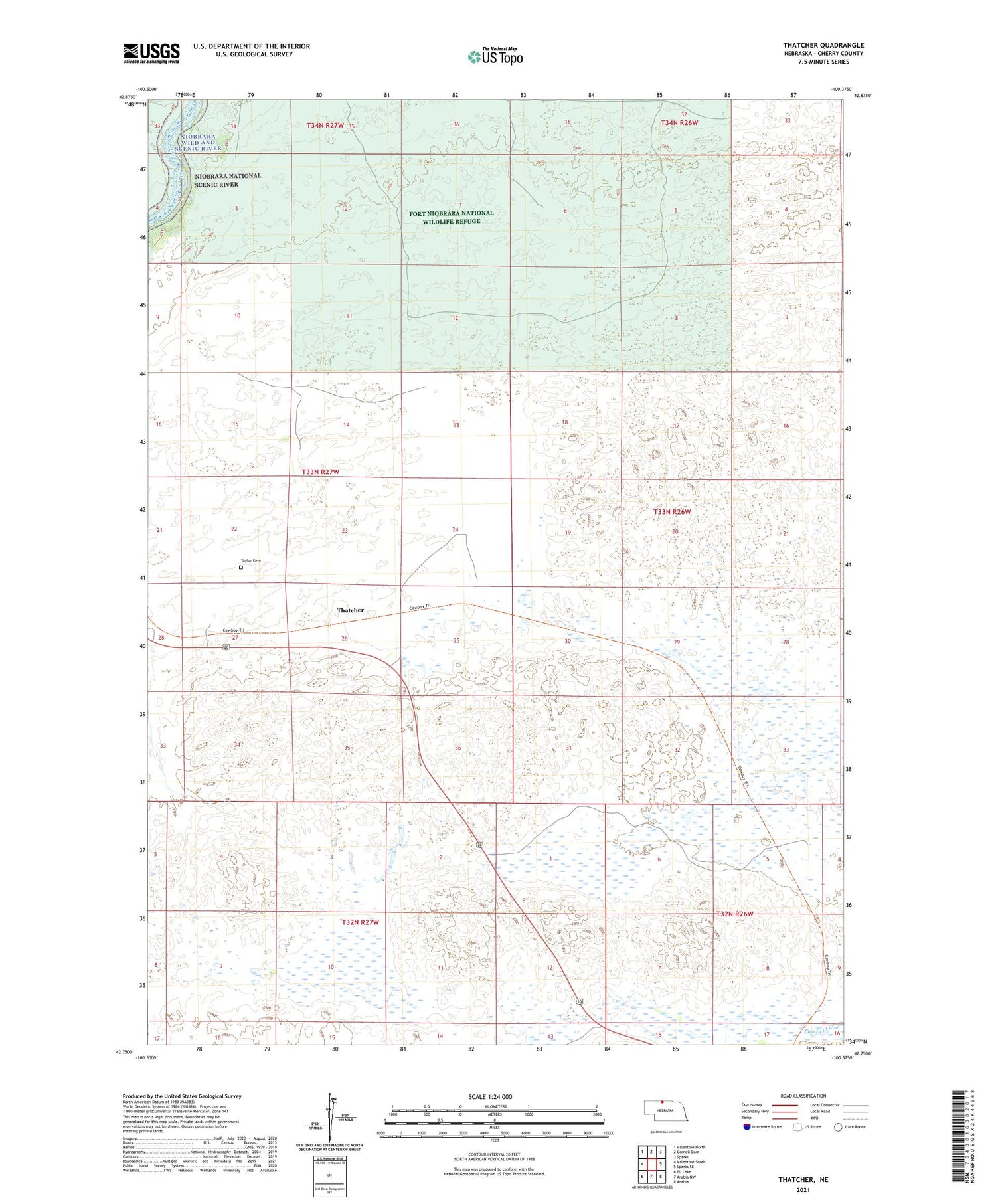 Thatcher Nebraska US Topo Map Image