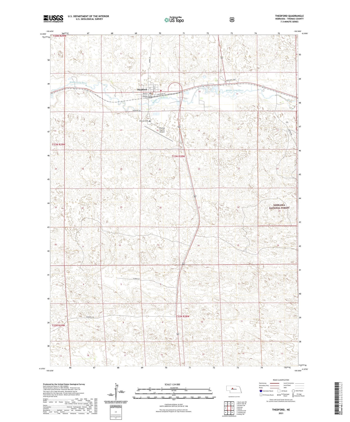 Thedford Nebraska US Topo Map Image