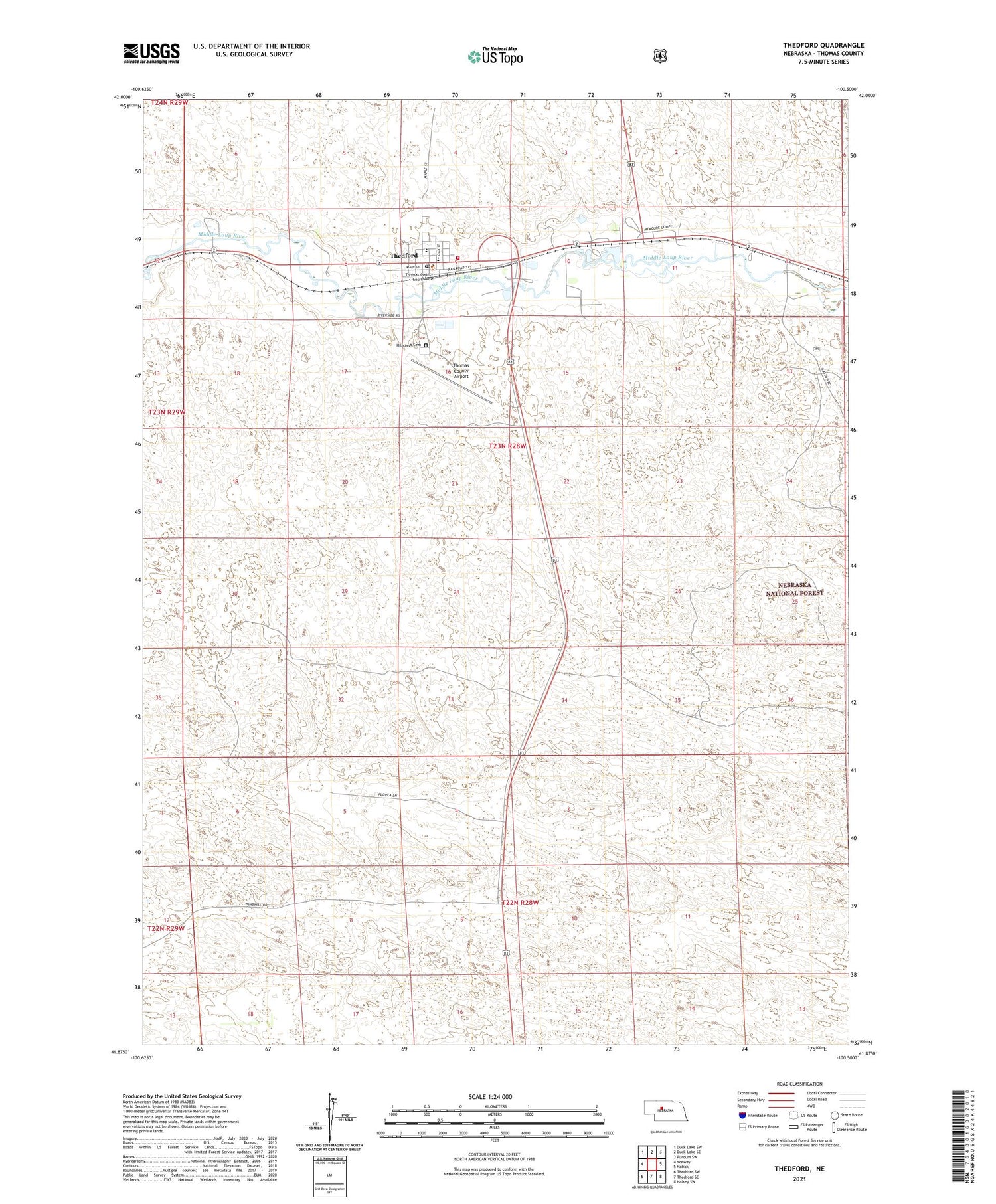 Thedford Nebraska US Topo Map Image