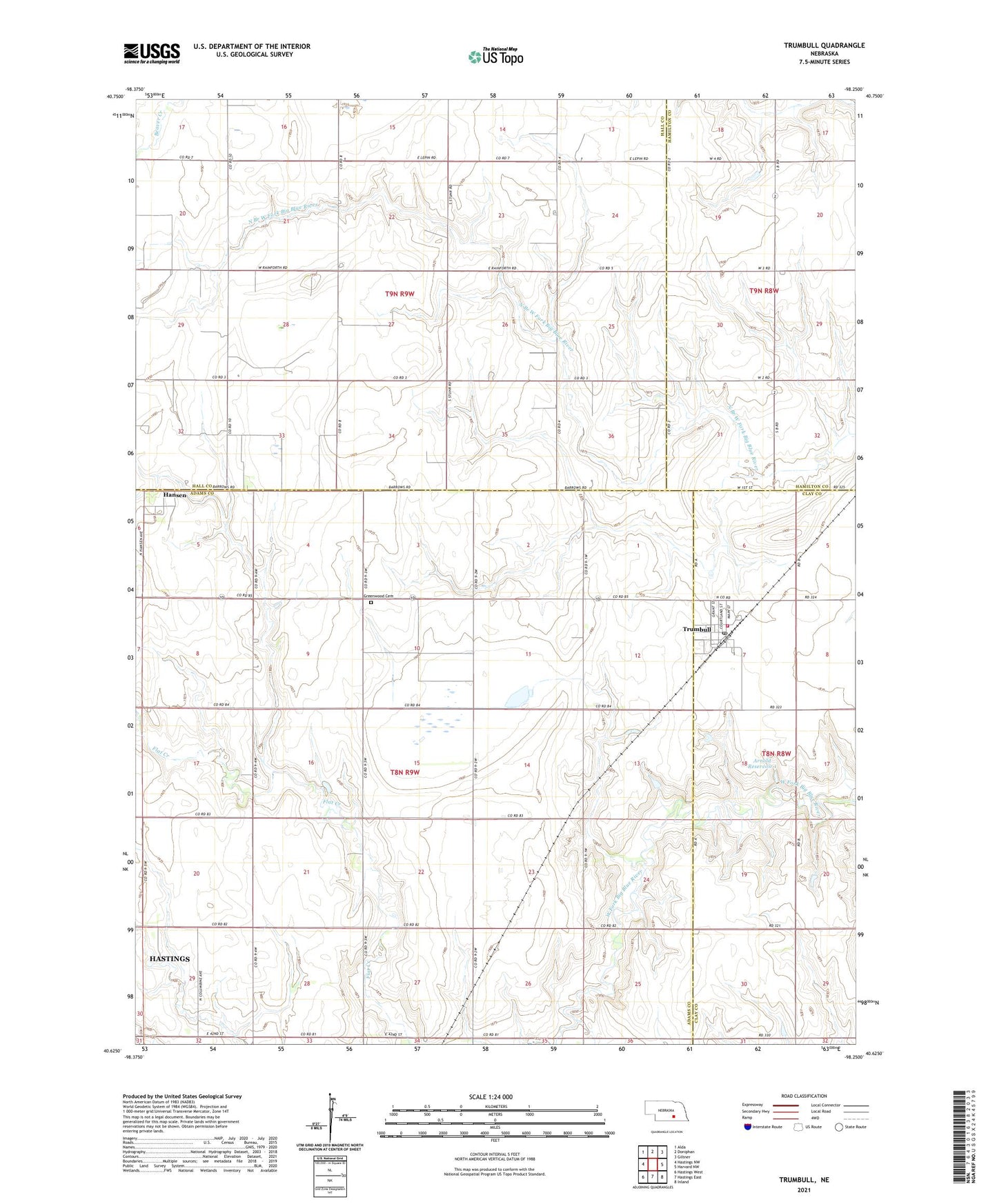 Trumbull Nebraska US Topo Map Image