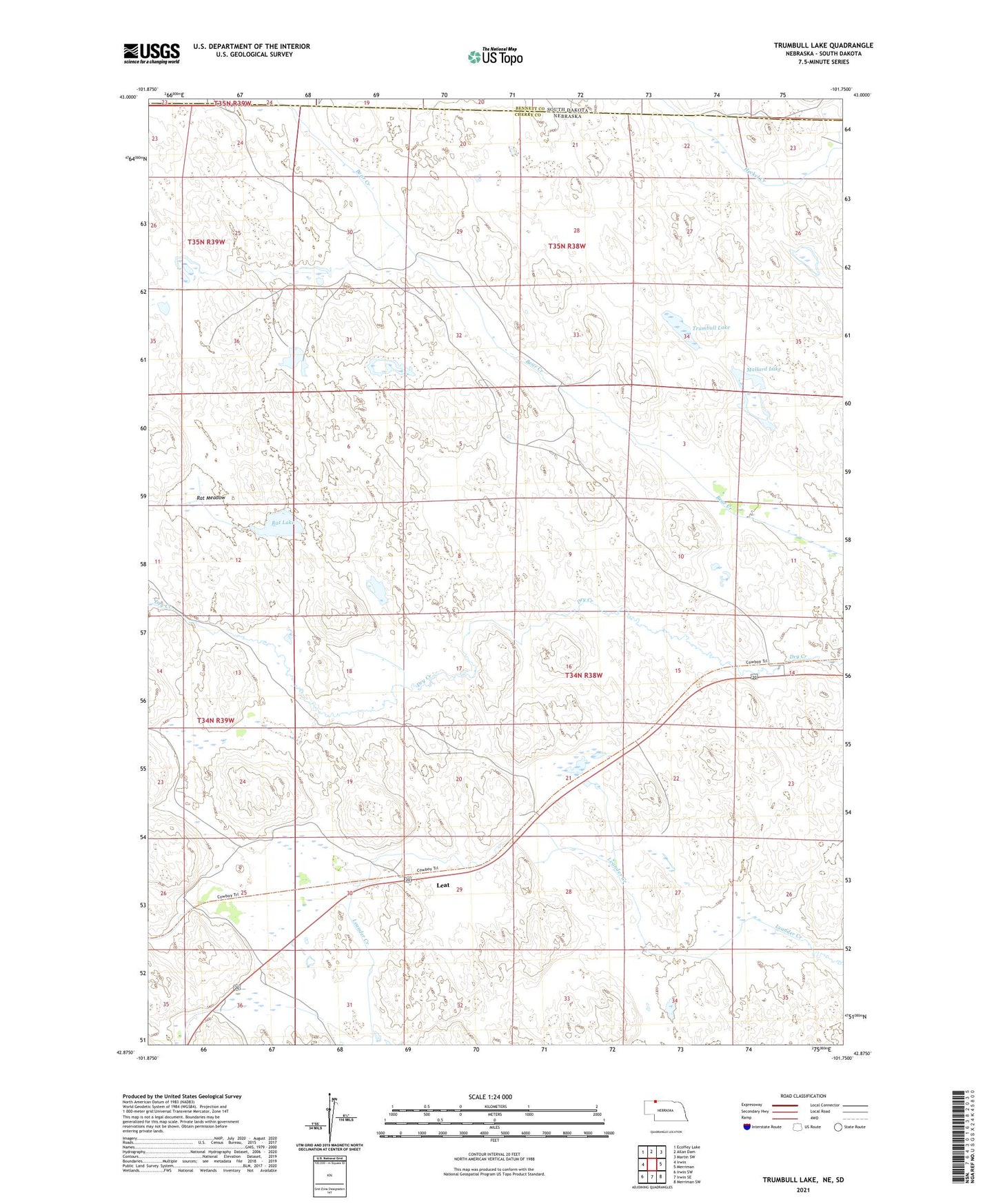 Trumbull Lake Nebraska US Topo Map Image