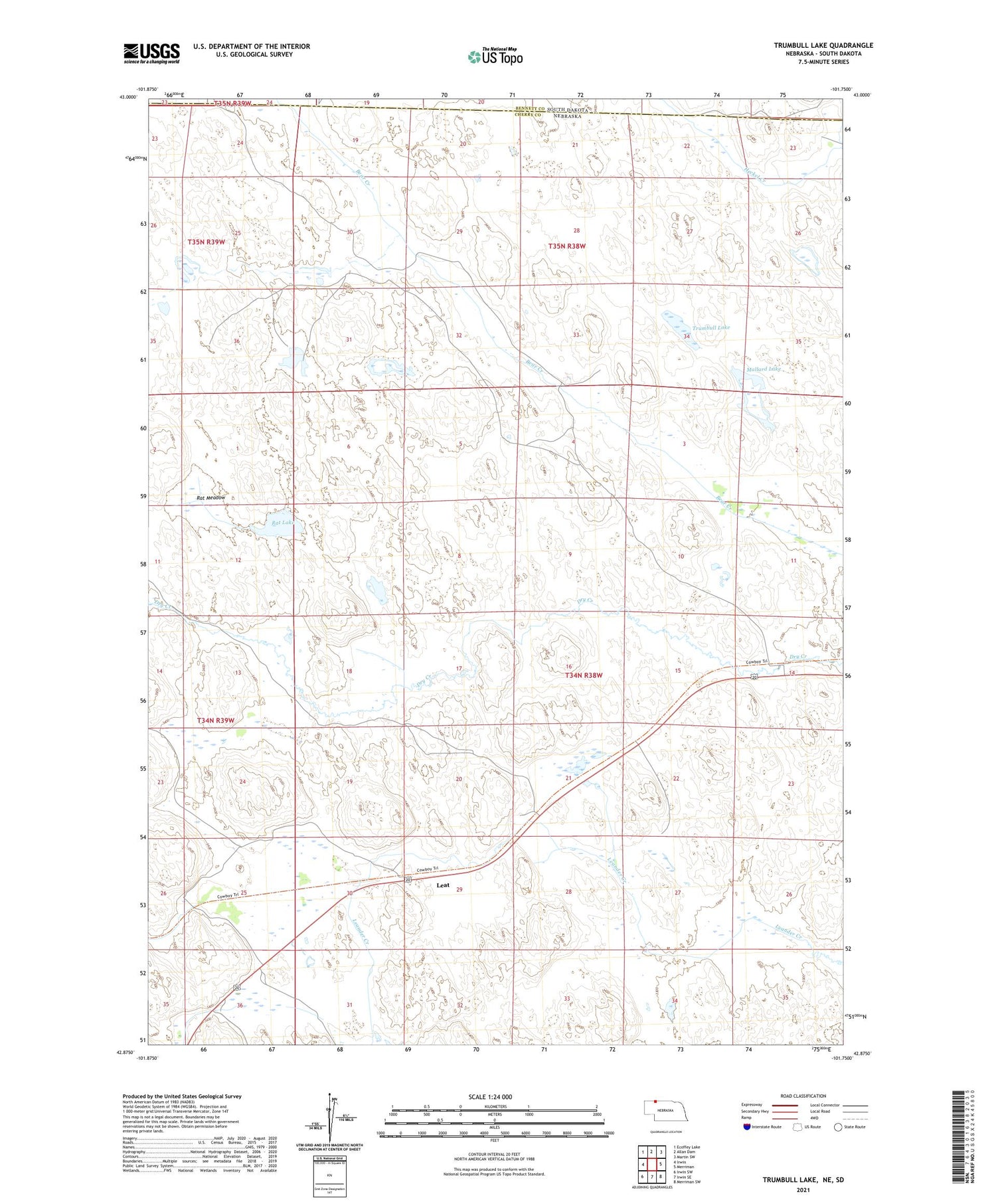 Trumbull Lake Nebraska US Topo Map Image