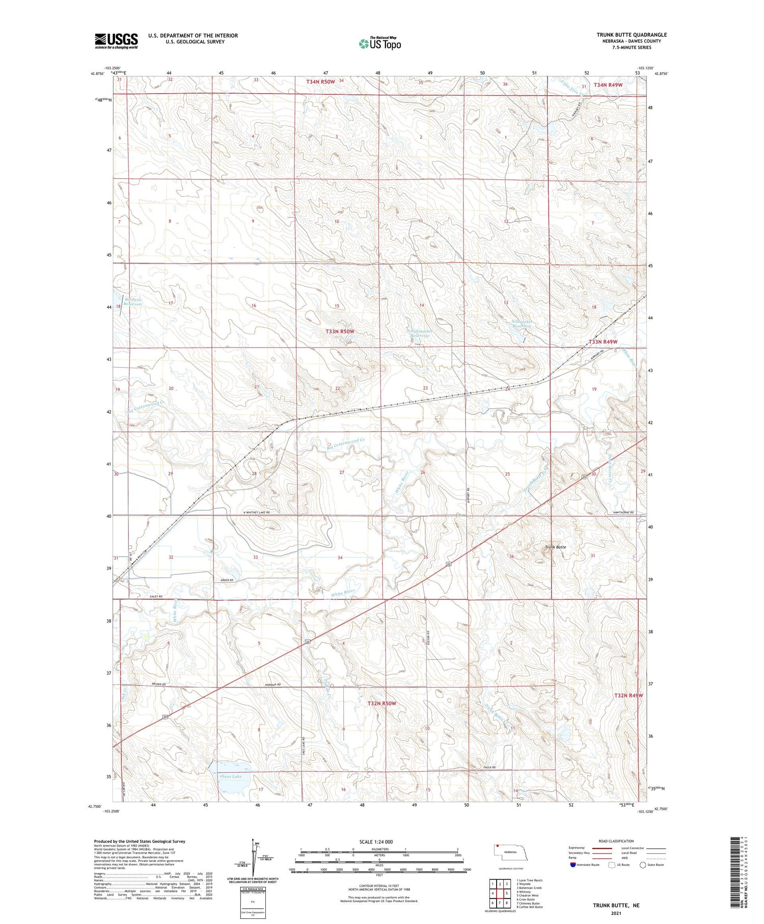 Trunk Butte Nebraska US Topo Map Image