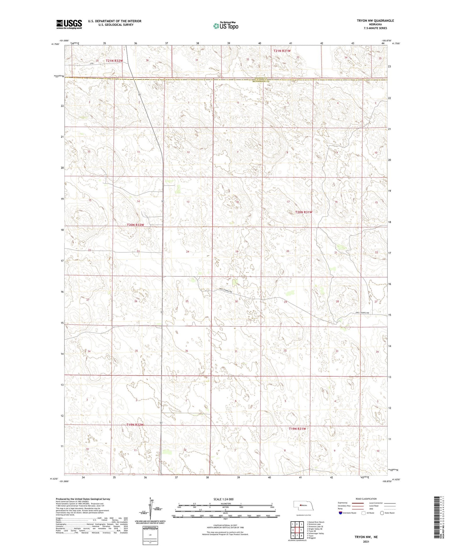Tryon NW Nebraska US Topo Map Image